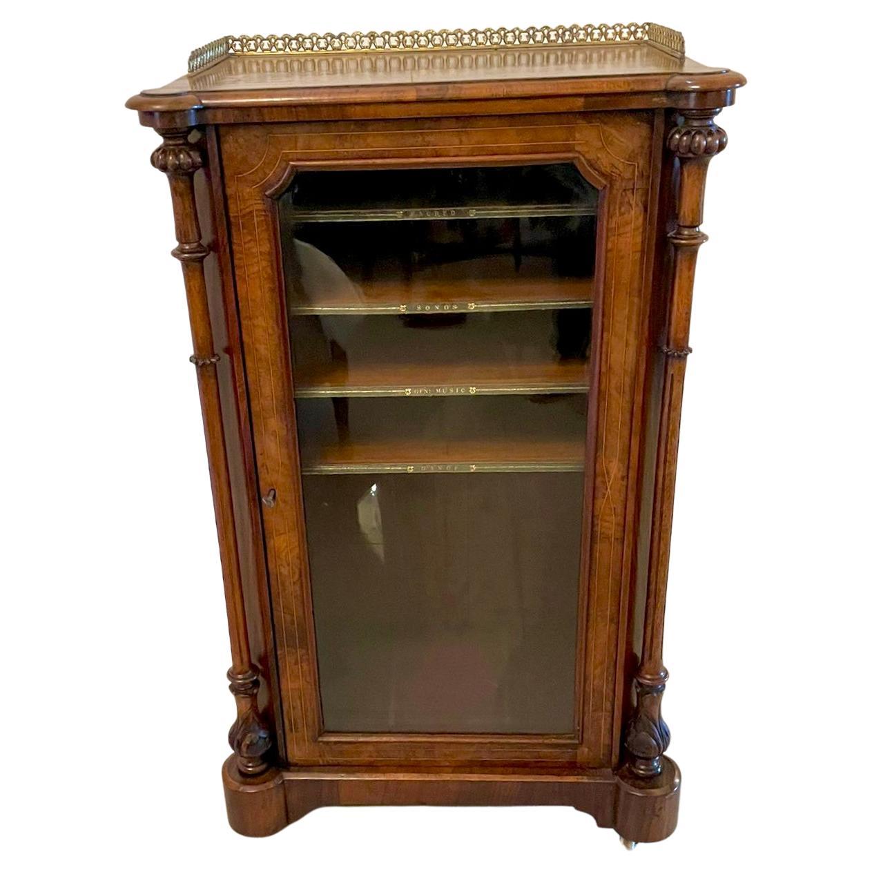 Quality Antique Victorian Inlaid Burr Walnut Music Cabinet