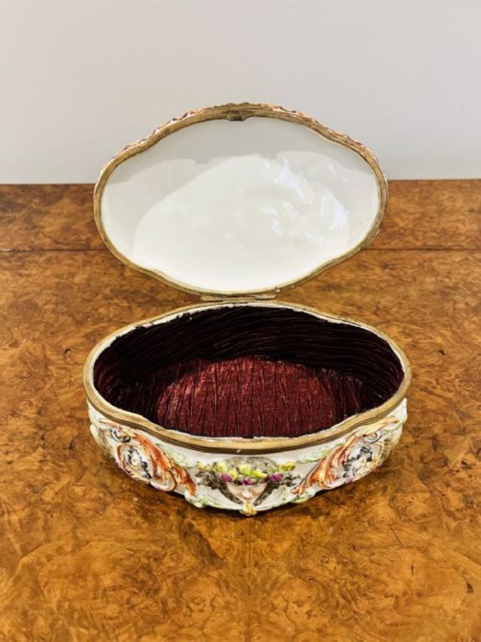 19th Century Quality antique Victorian Italian Capodimonte porcelain table casket  For Sale