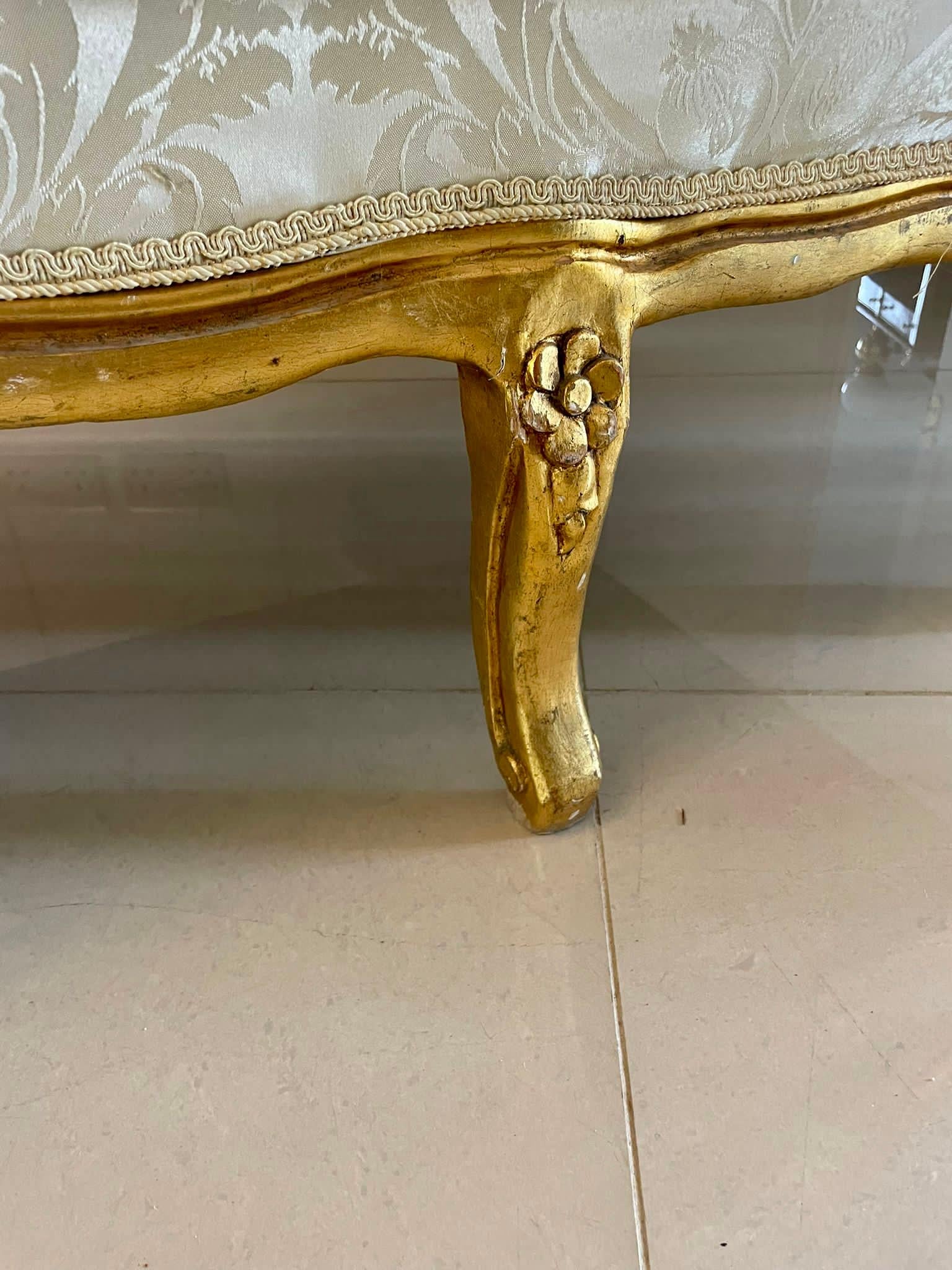 Quality Antique Victorian Large Carved French Gilded Settee 9