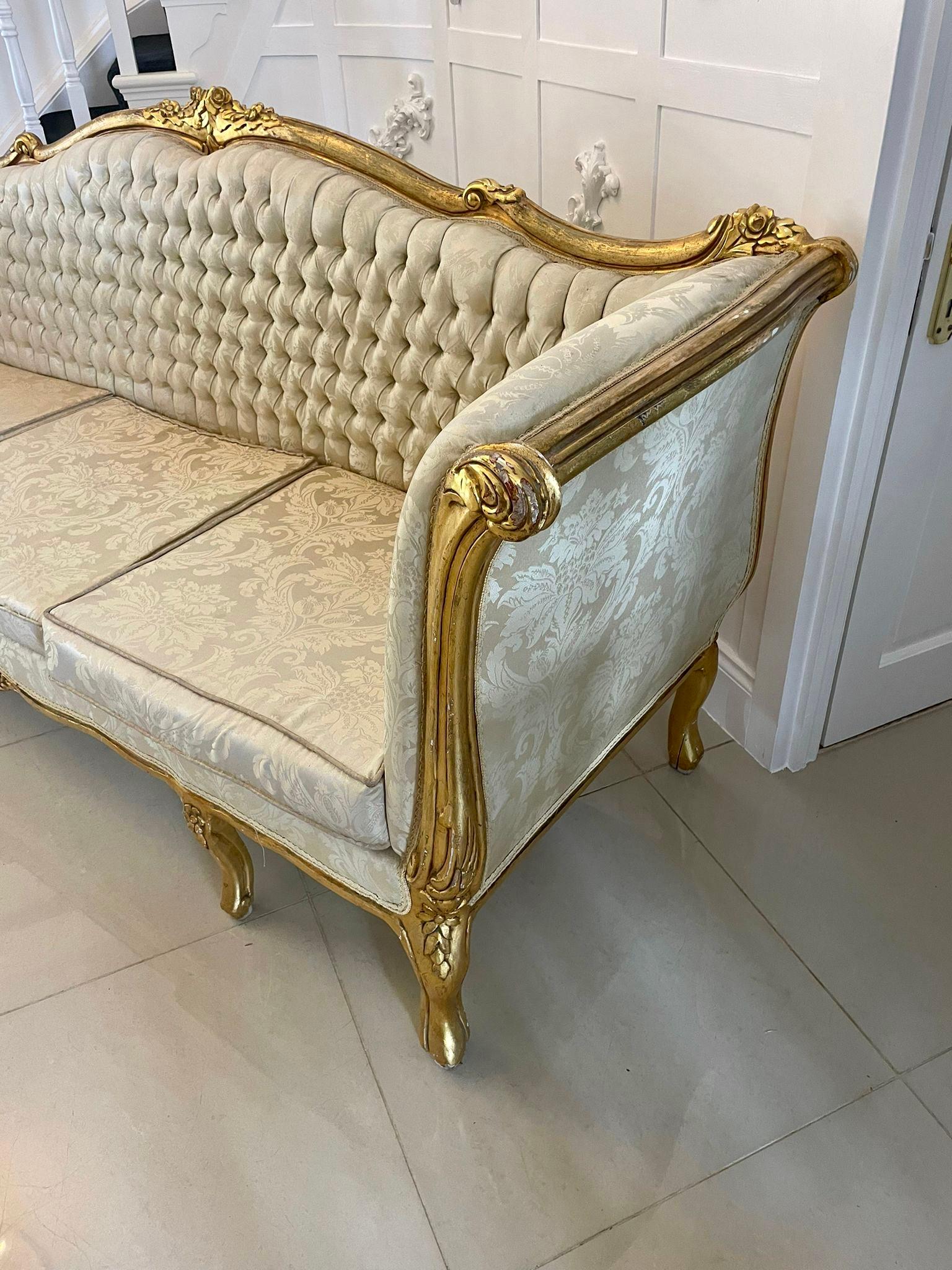 Other Quality Antique Victorian Large Carved French Gilded Settee