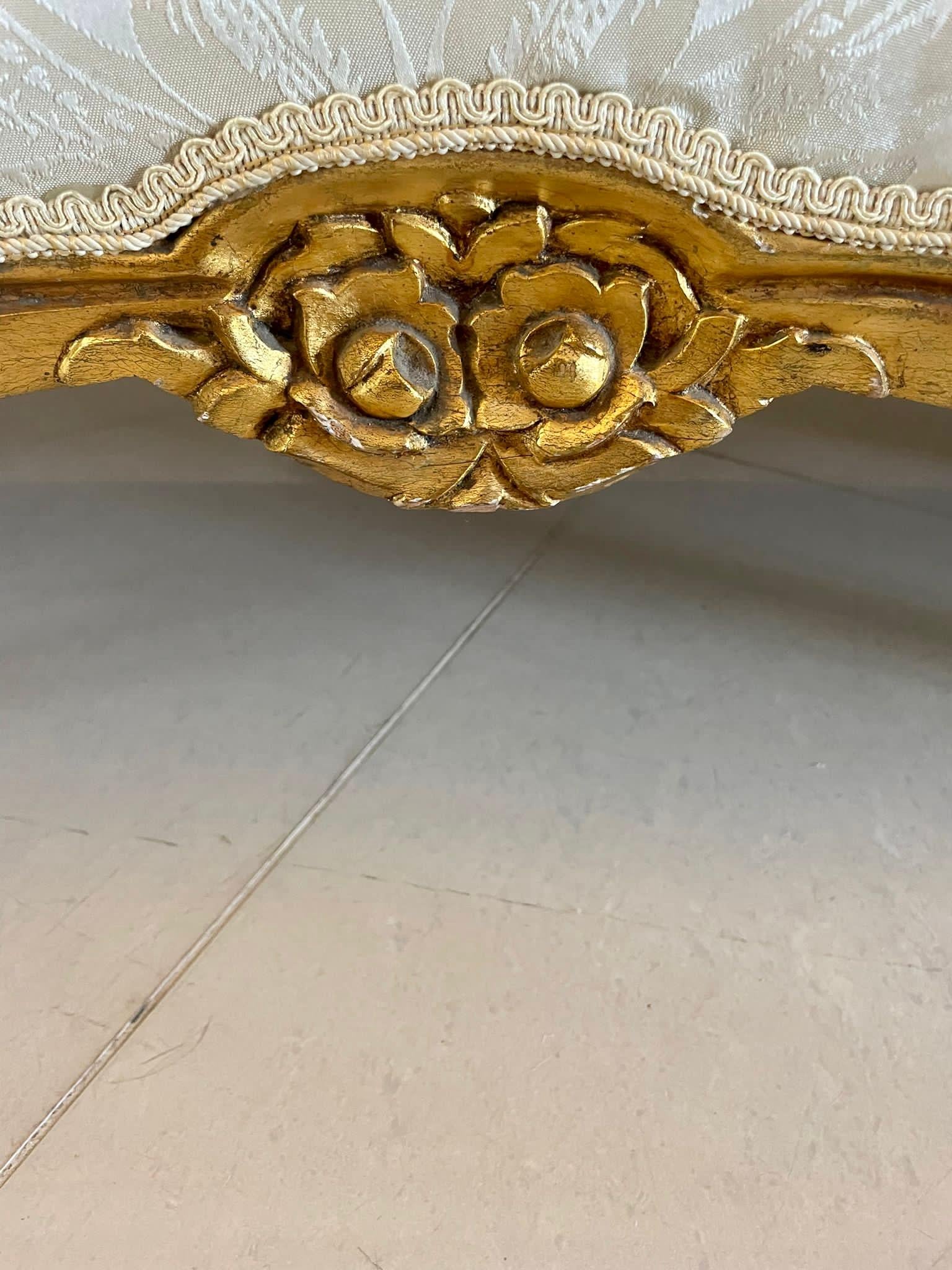 Quality Antique Victorian Large Carved French Gilded Settee 3