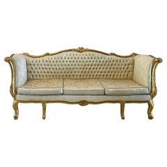 Quality Antique Victorian Large Carved French Gilded Settee