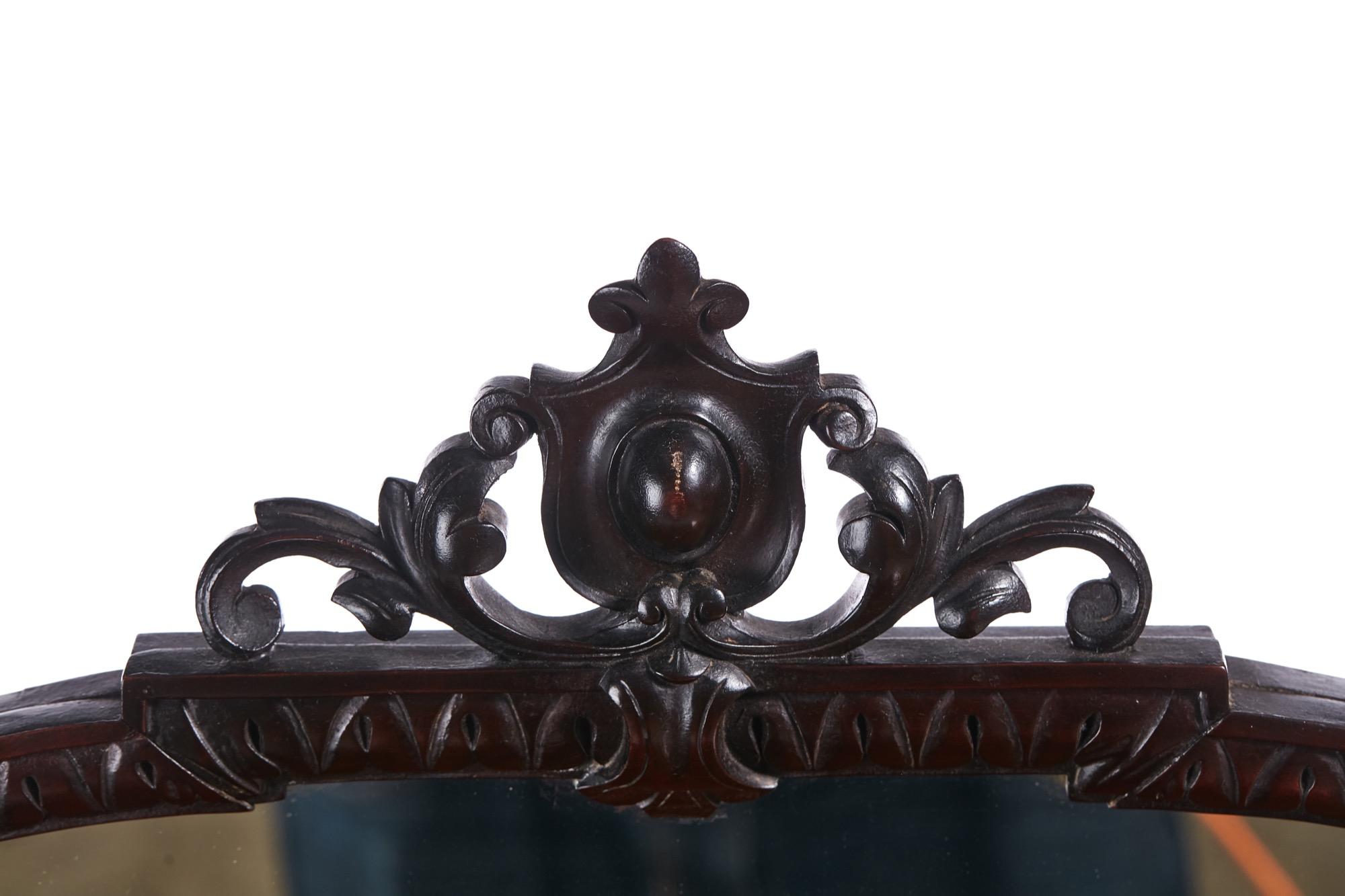 European Quality Antique Victorian Mahogany Carved Mirror Back Whatnot For Sale