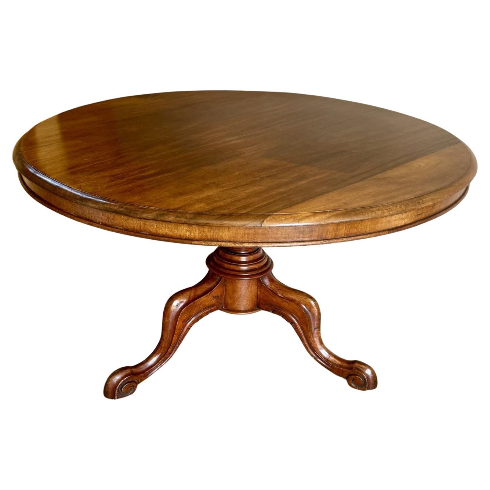 Mesa de comedor antigua de caoba victoriana de calidad y forma circular