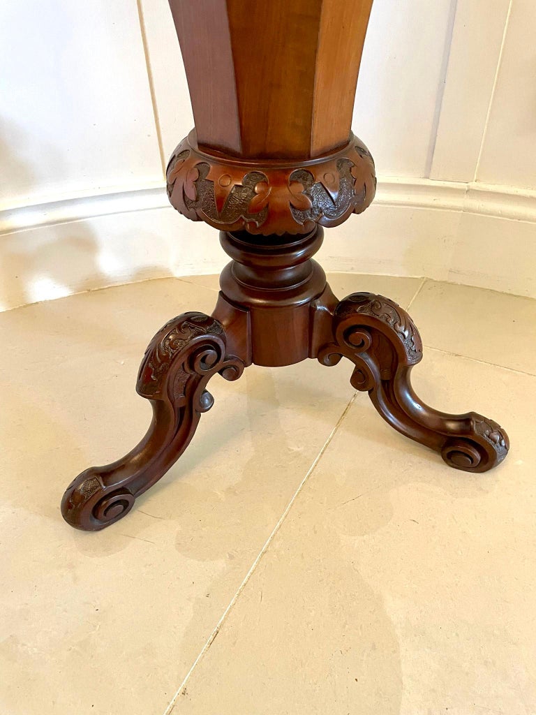 Quality Antique Victorian Mahogany Circular Trumpet Sewing Table For