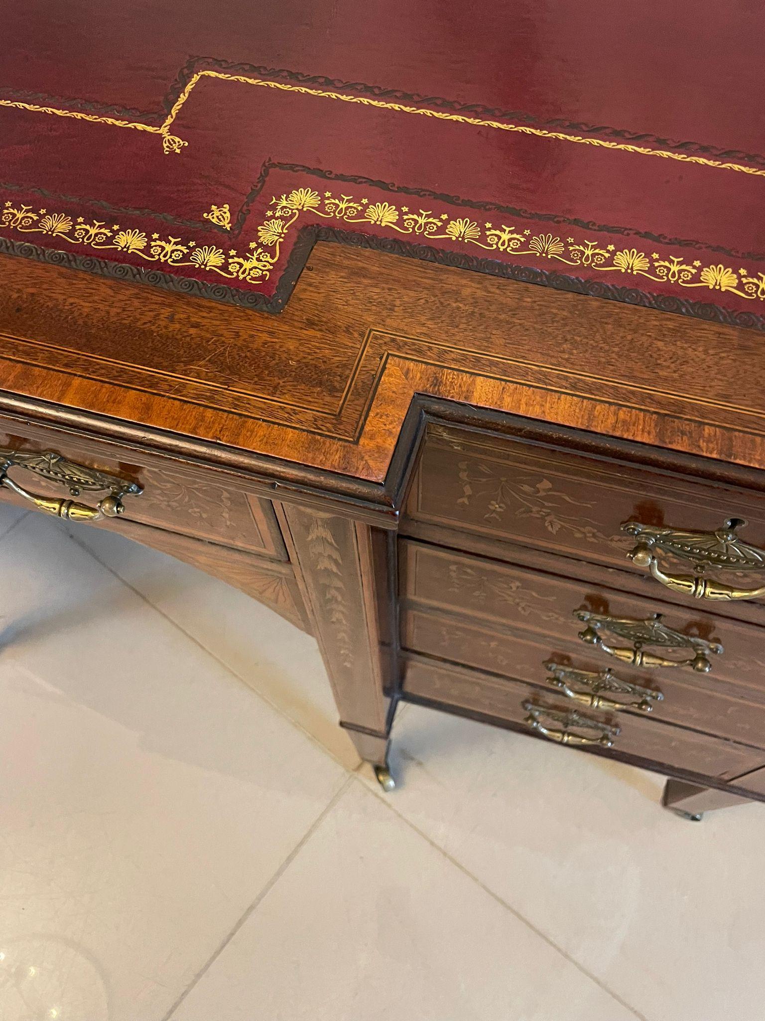Other Quality Antique Victorian Mahogany Inlaid Kneehole Desk by Edwards and Roberts For Sale