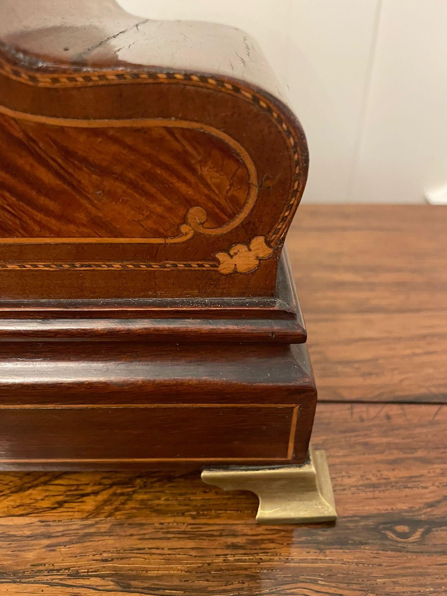 Quality Antique Victorian Mahogany Inlaid Mantle Clock 5