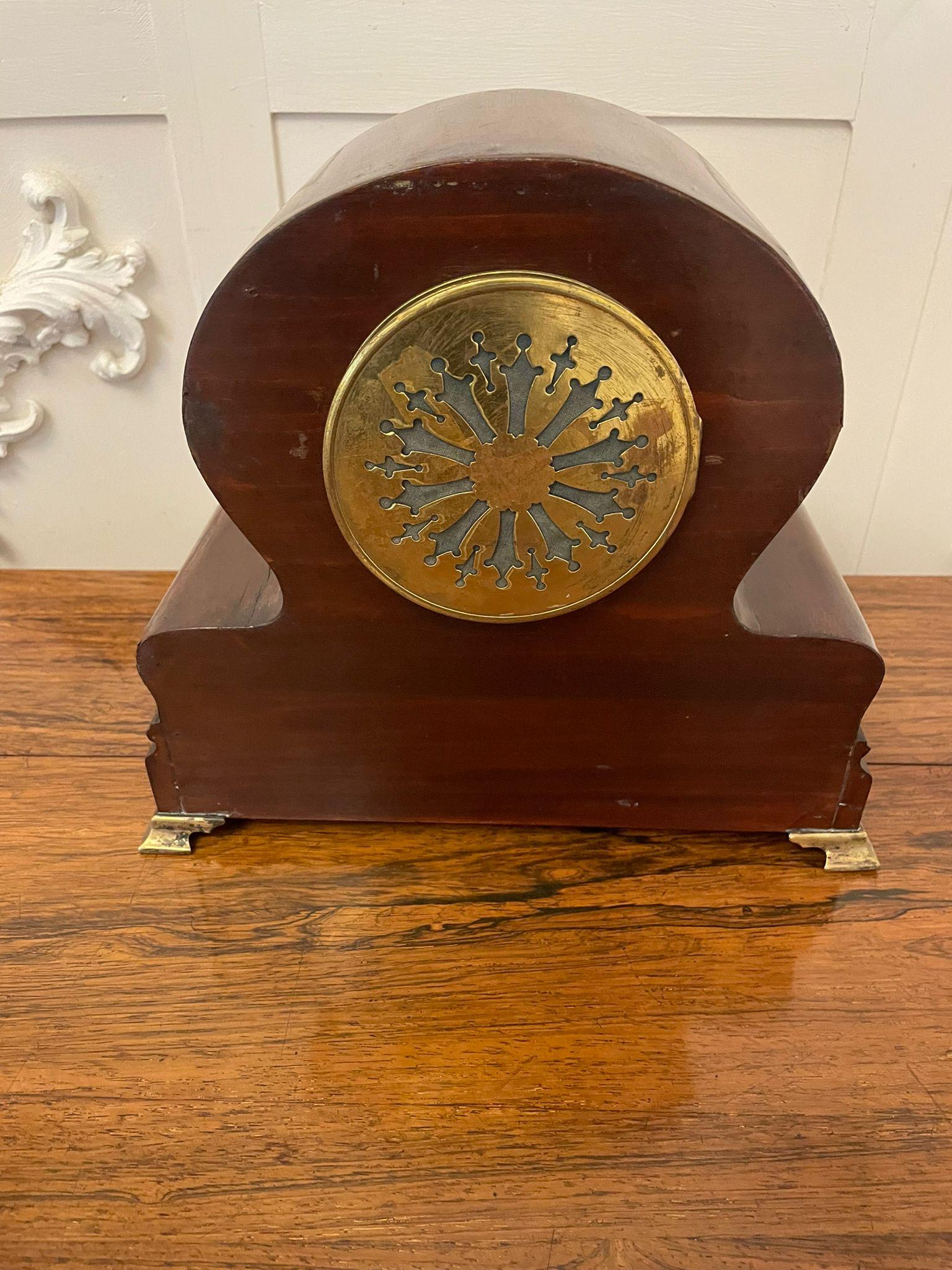 Quality Antique Victorian Mahogany Inlaid Mantle Clock  In Good Condition In Suffolk, GB
