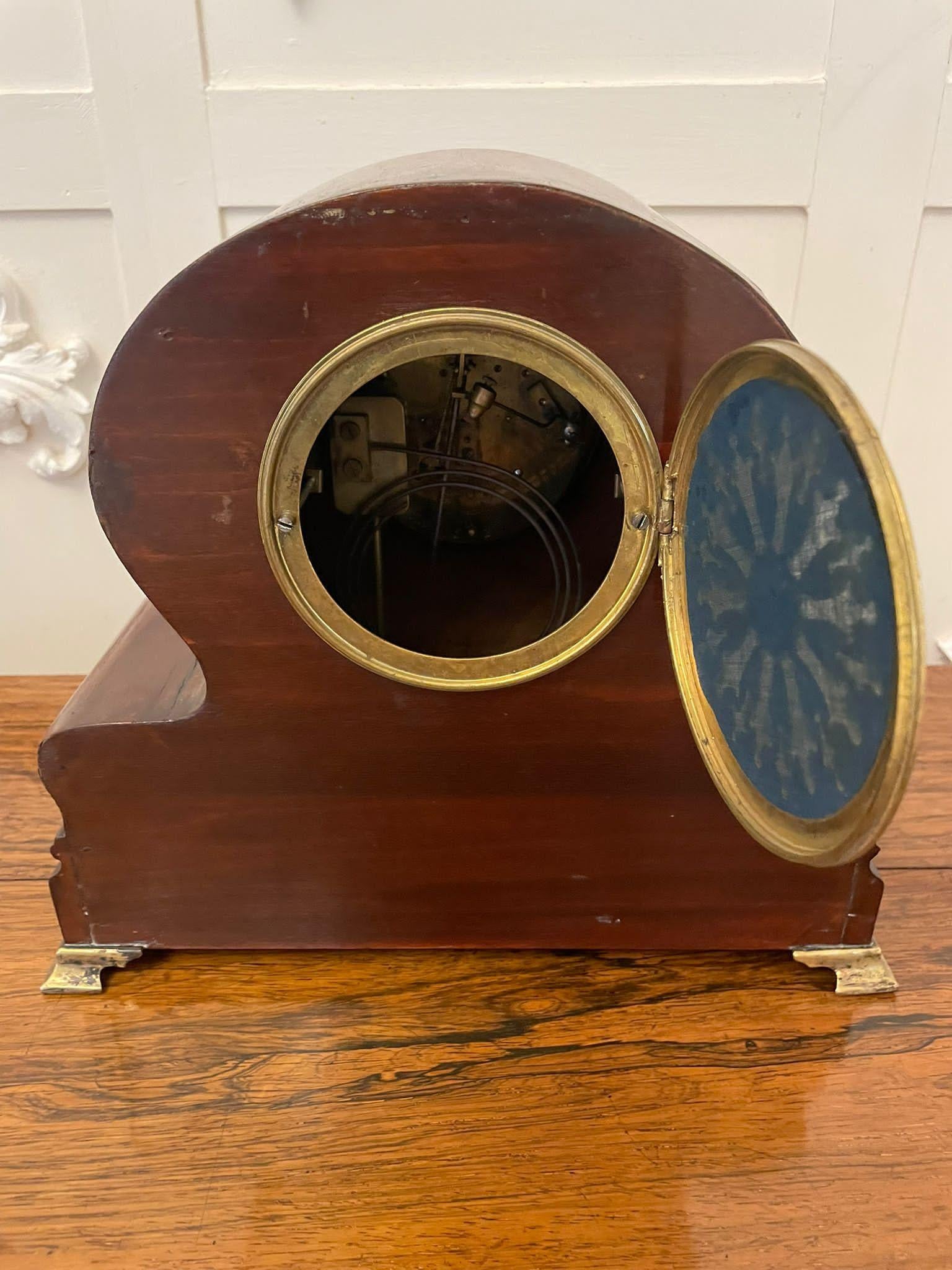 Quality Antique Victorian Mahogany Inlaid Mantle Clock  2