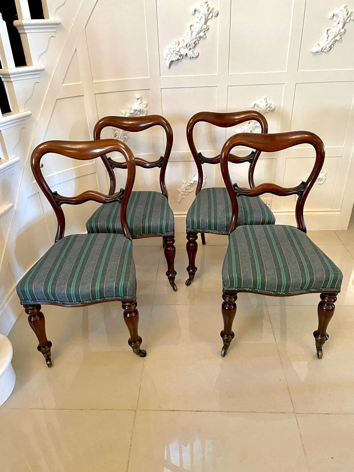 19th Century  Quality Antique Victorian Mahogany Set of Four Dining Chairs For Sale