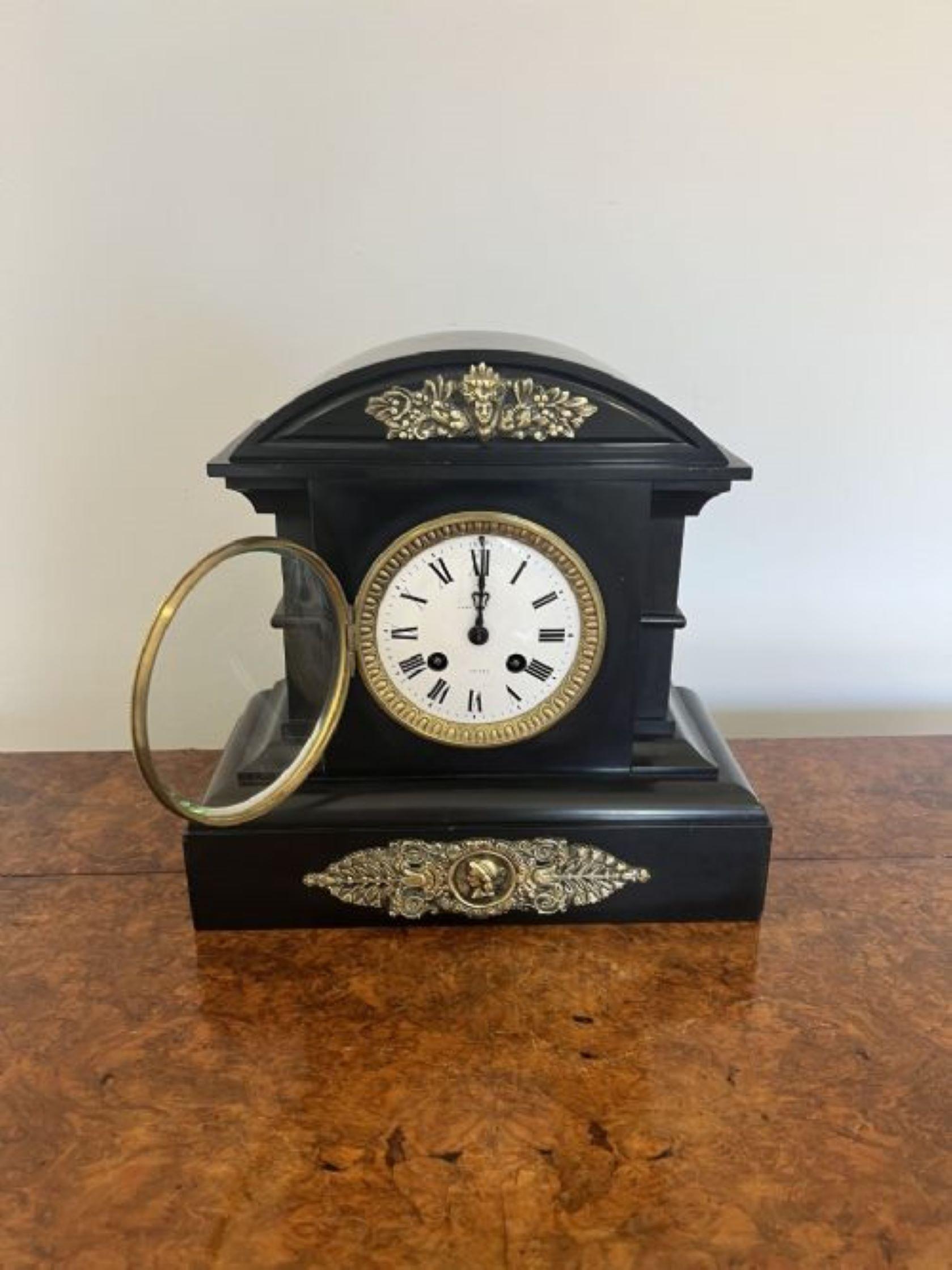 Quality Antique Victorian Marble And Brass eight Day Striking Mantle Clock In Good Condition In Ipswich, GB