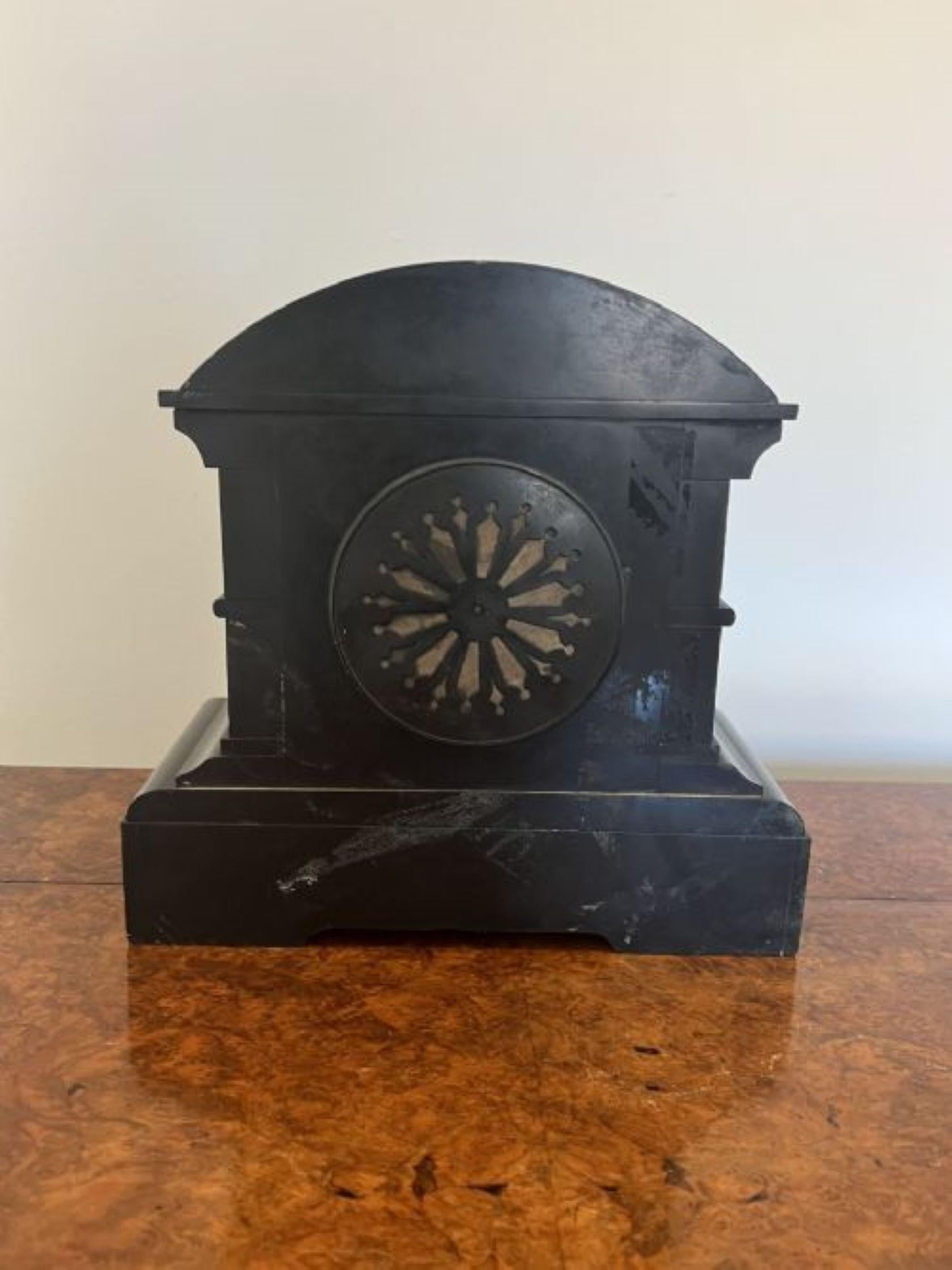 19th Century Quality Antique Victorian Marble And Brass eight Day Striking Mantle Clock