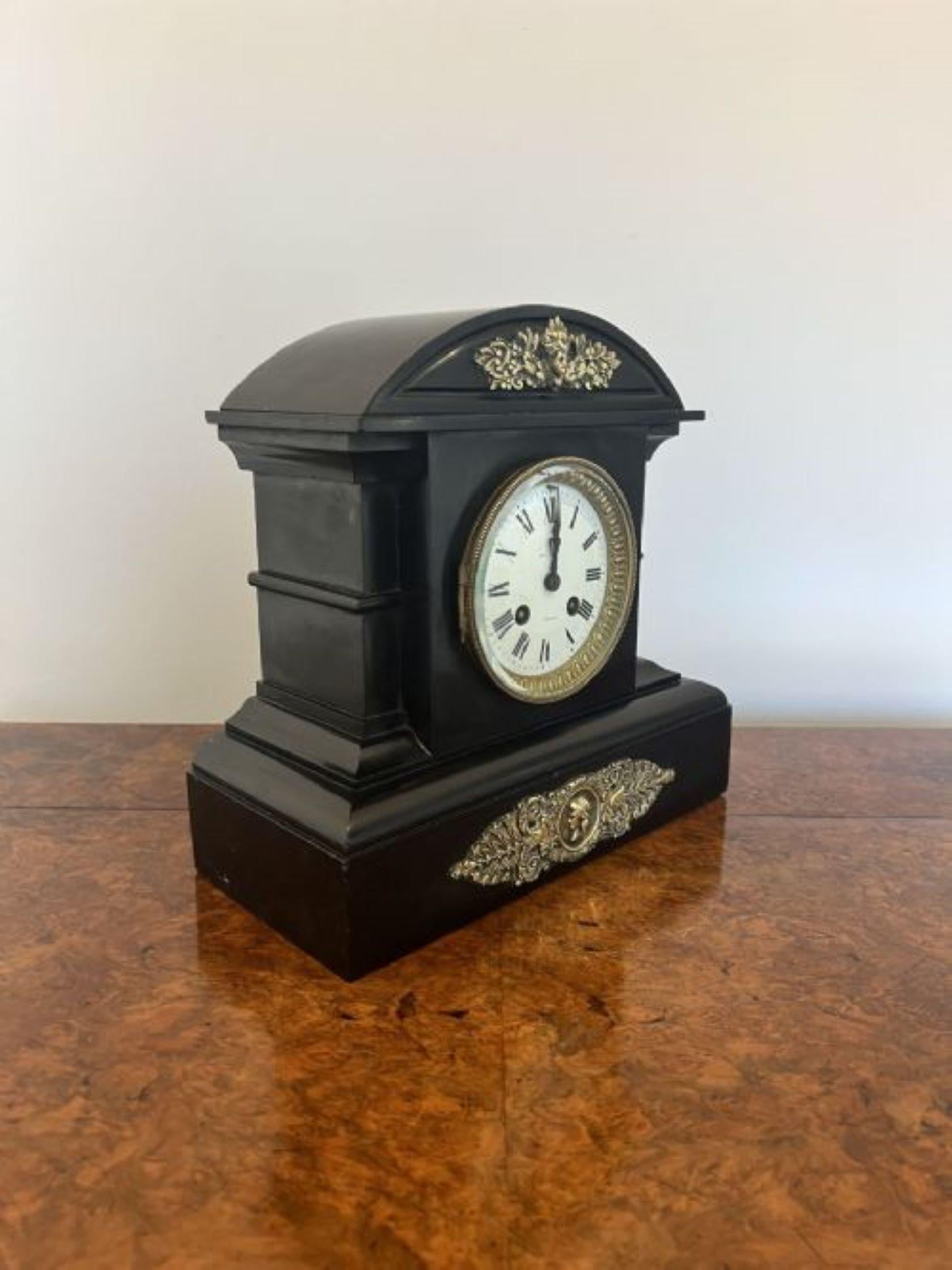 Quality Antique Victorian Marble And Brass eight Day Striking Mantle Clock 1