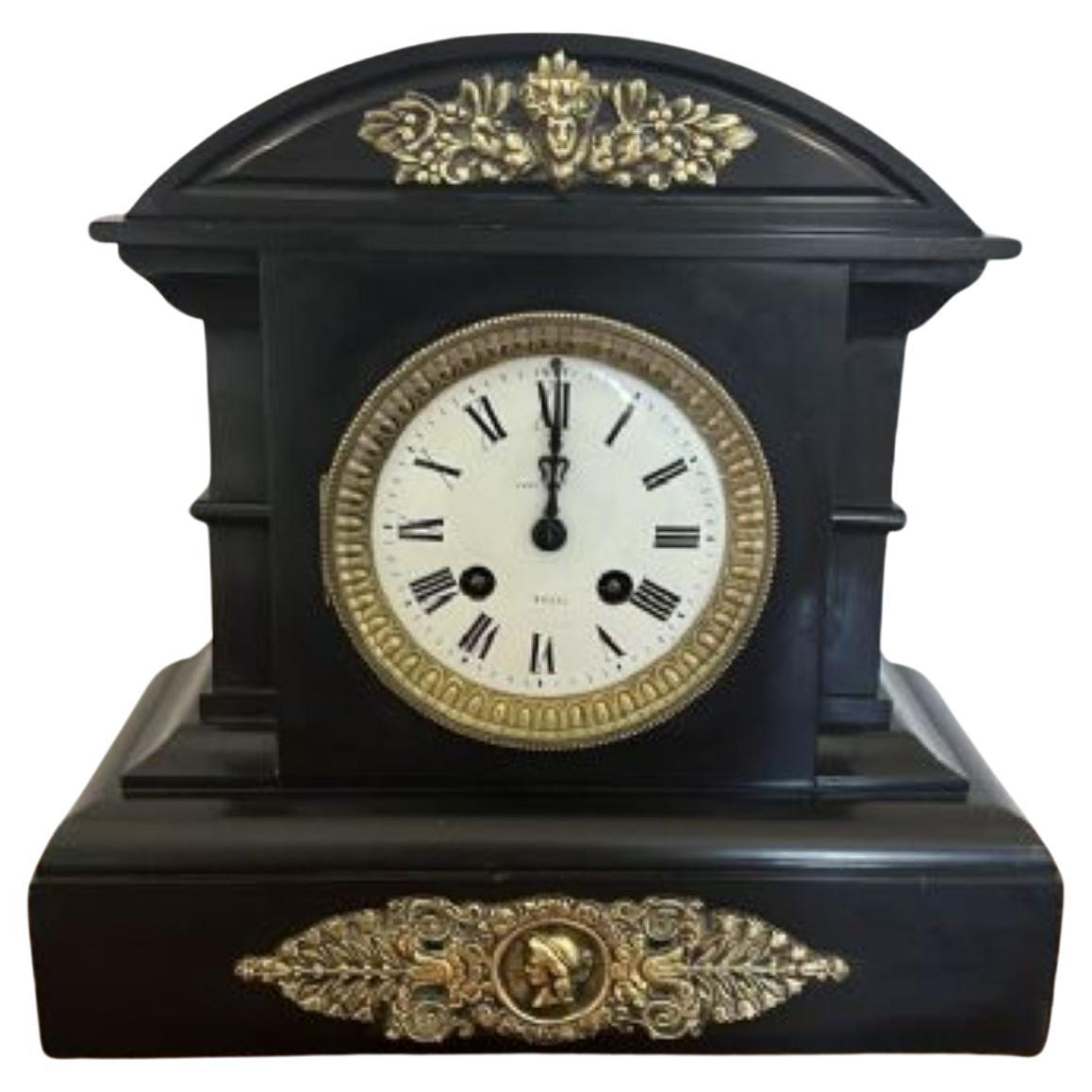 Quality Antique Victorian Marble And Brass eight Day Striking Mantle Clock