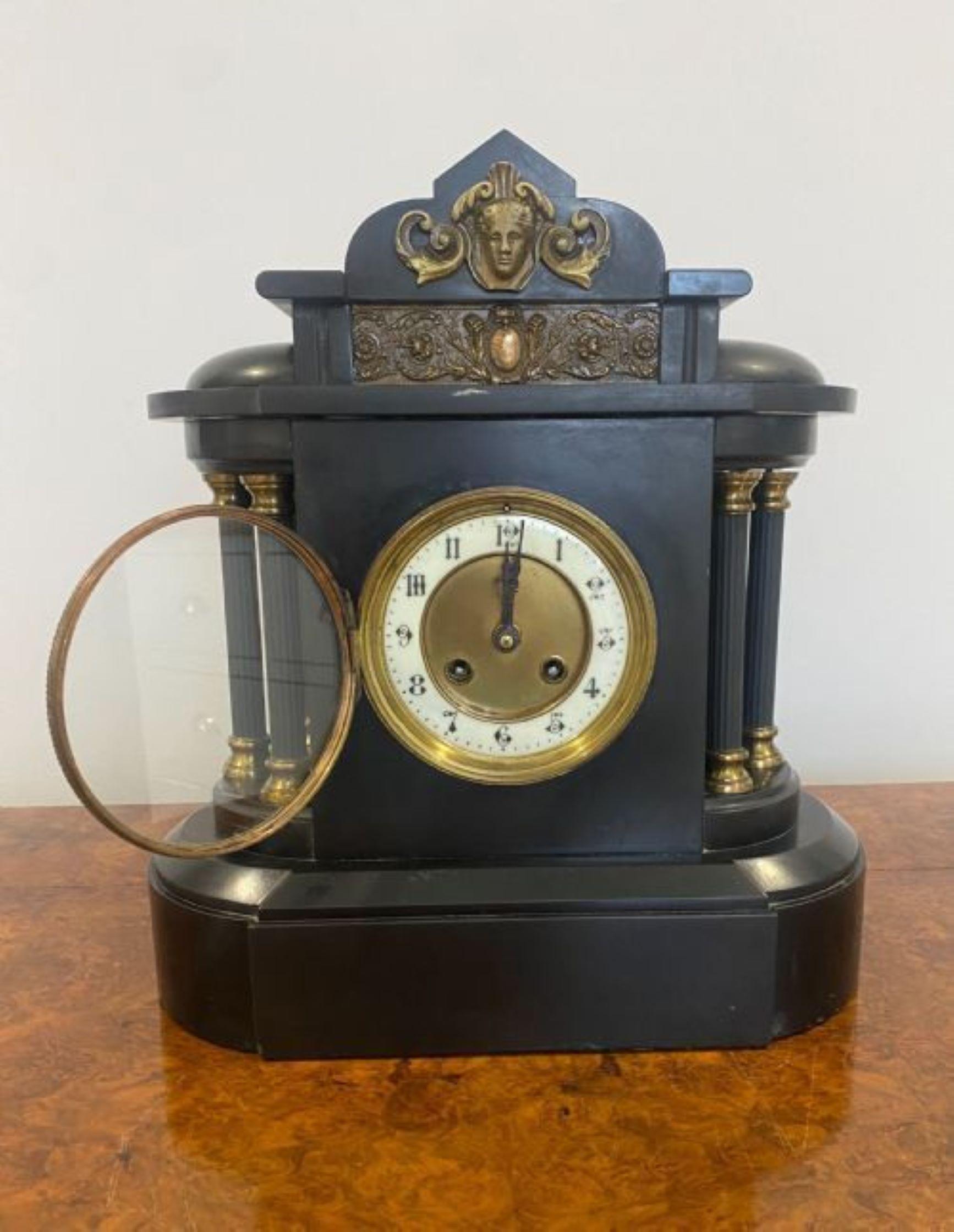 Quality Antique Victorian Marble Mantle Clock In Good Condition For Sale In Ipswich, GB