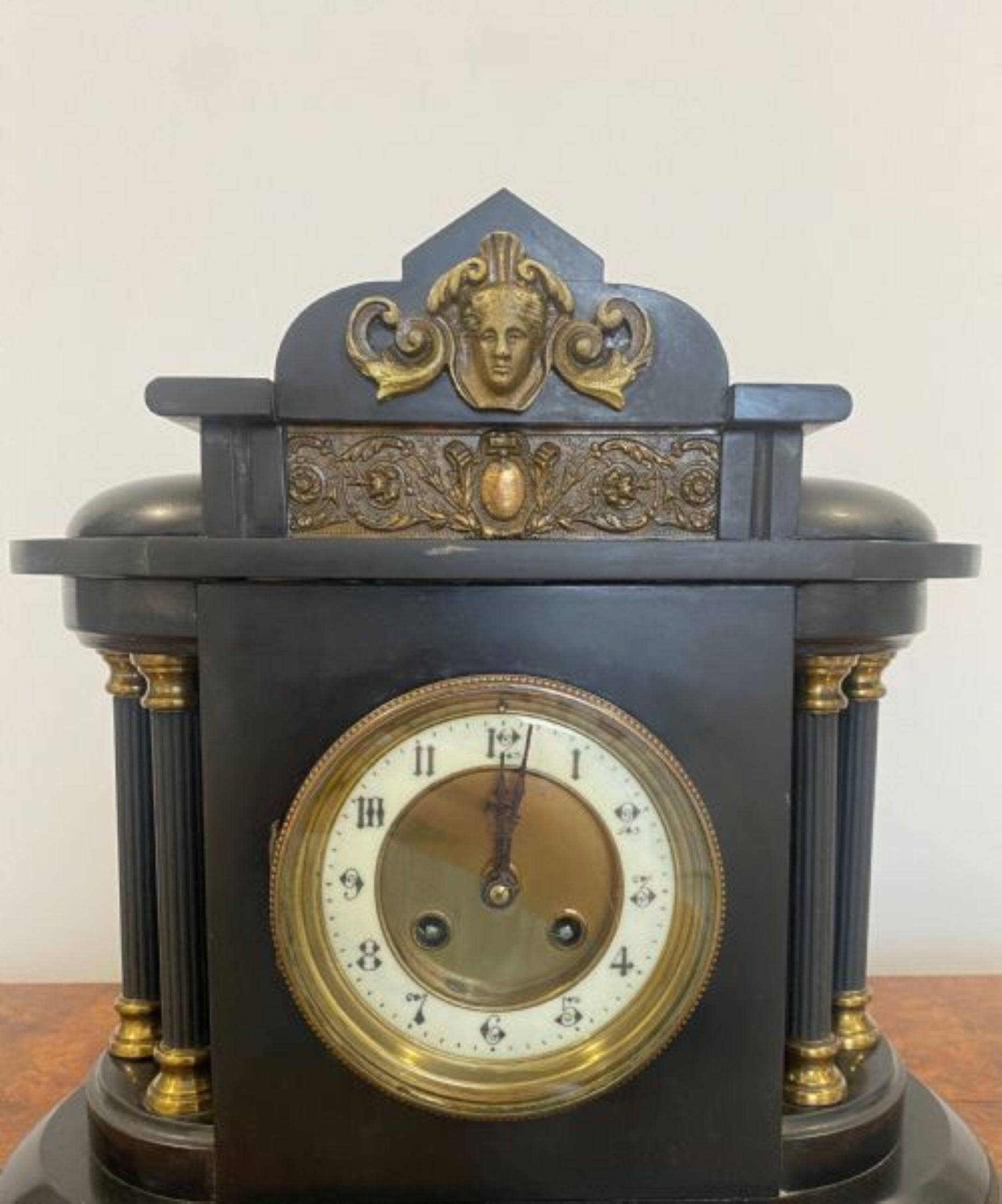 Horloge de manteau en marbre victorien antique de qualité Bon état - En vente à Ipswich, GB