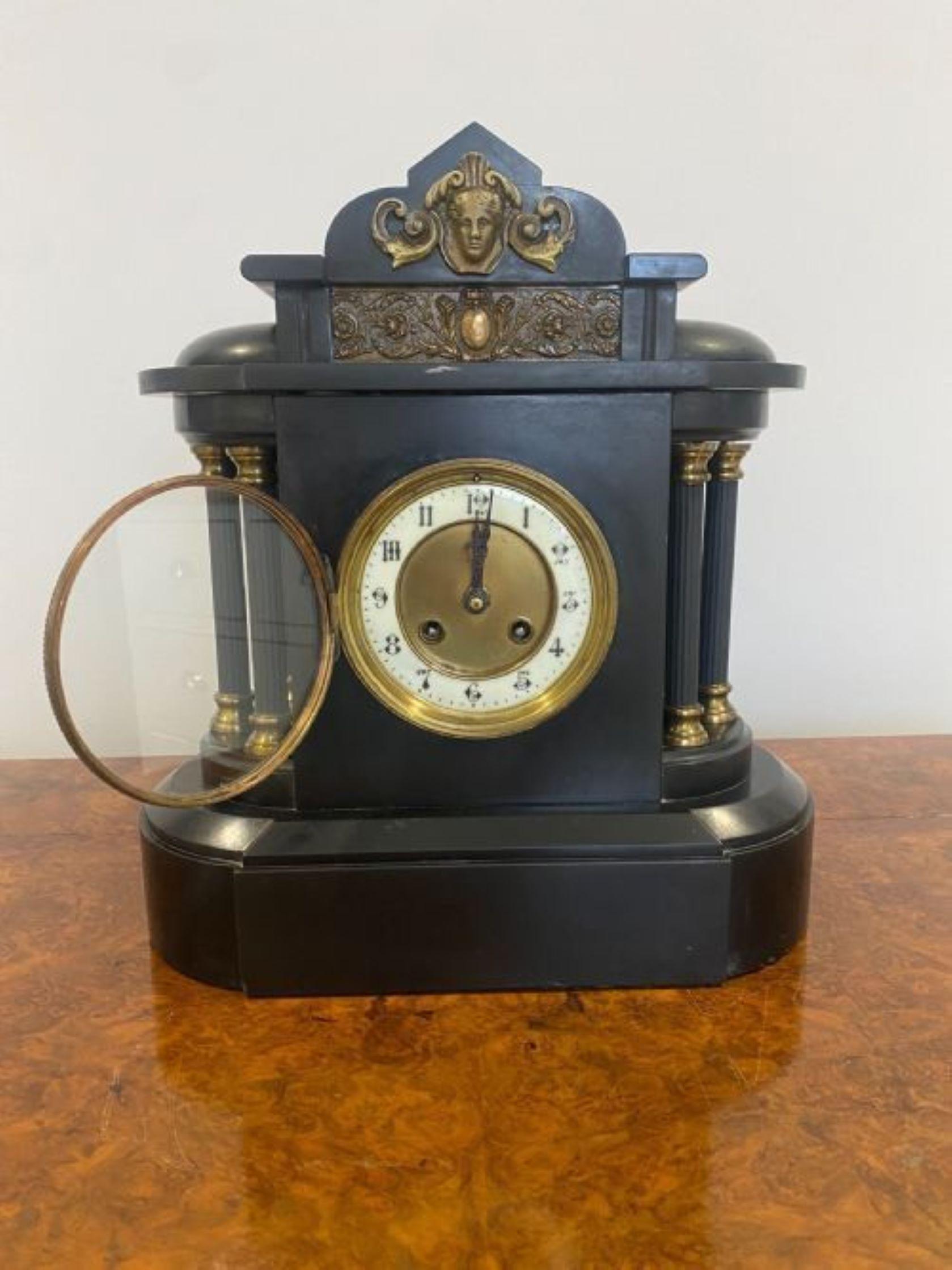 Quality Antique Victorian Marble Mantle Clock For Sale 2