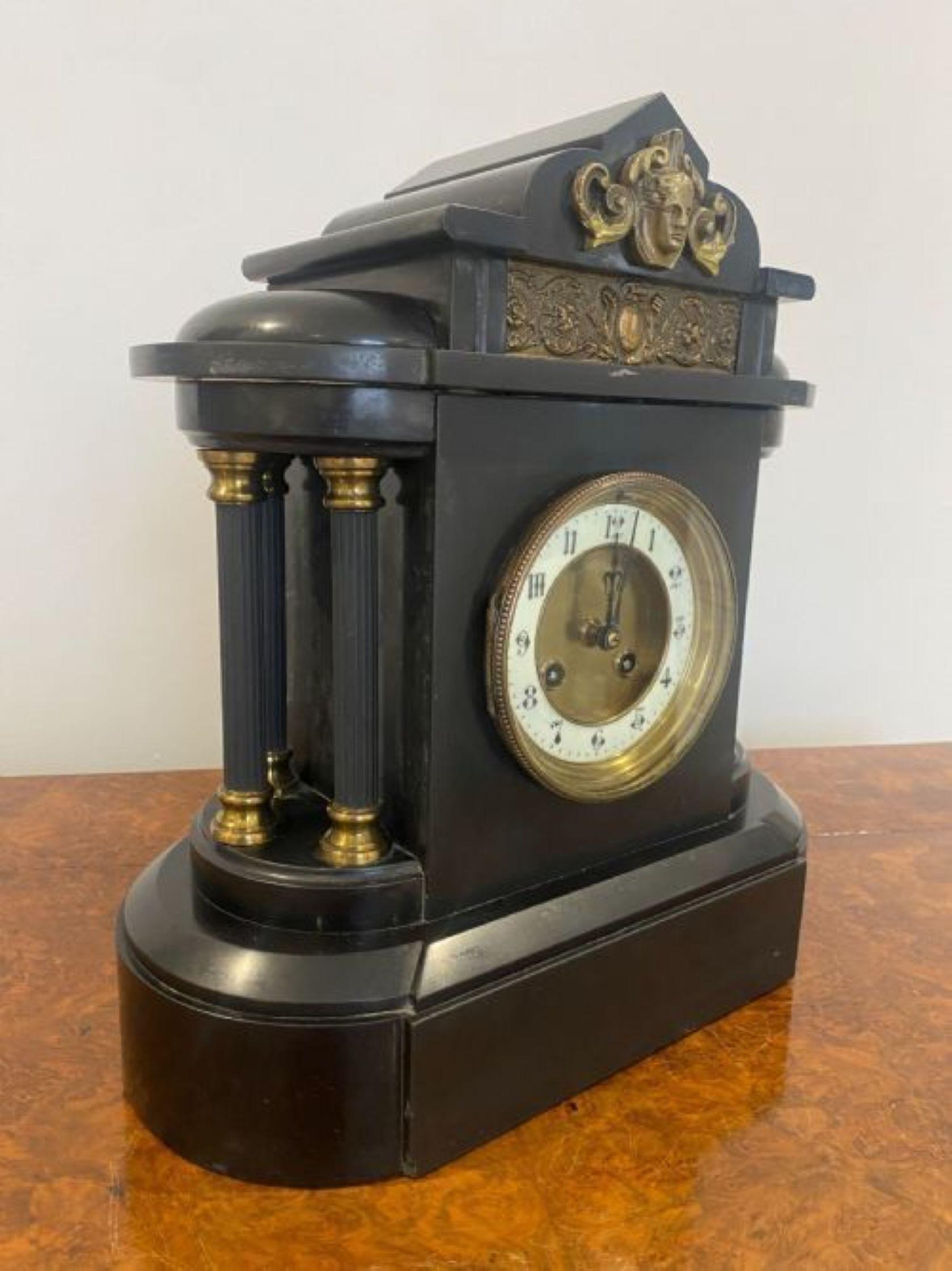 Quality Antique Victorian Marble Mantle Clock For Sale 3