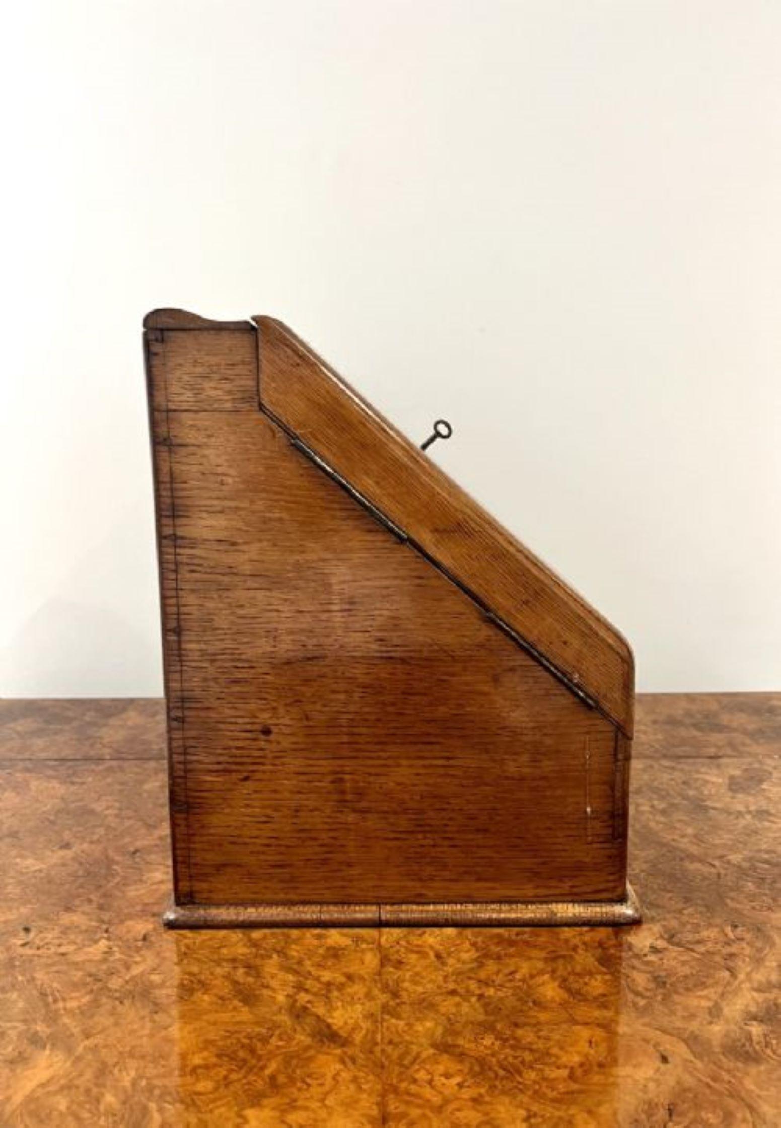 Quality antique Victorian oak stationary box For Sale 2
