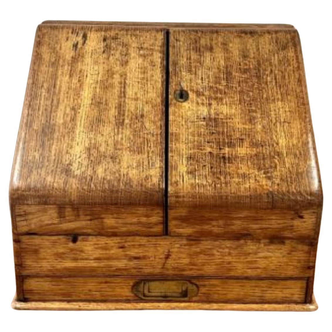 Quality antique Victorian oak stationary box For Sale