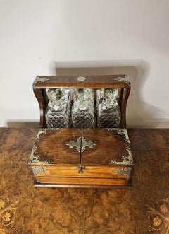 Quality antique Victorian oak tantalus and games box