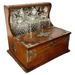 Quality antique Victorian oak tantalus and games box
