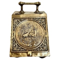 Quality antique Victorian ornate brass coal box