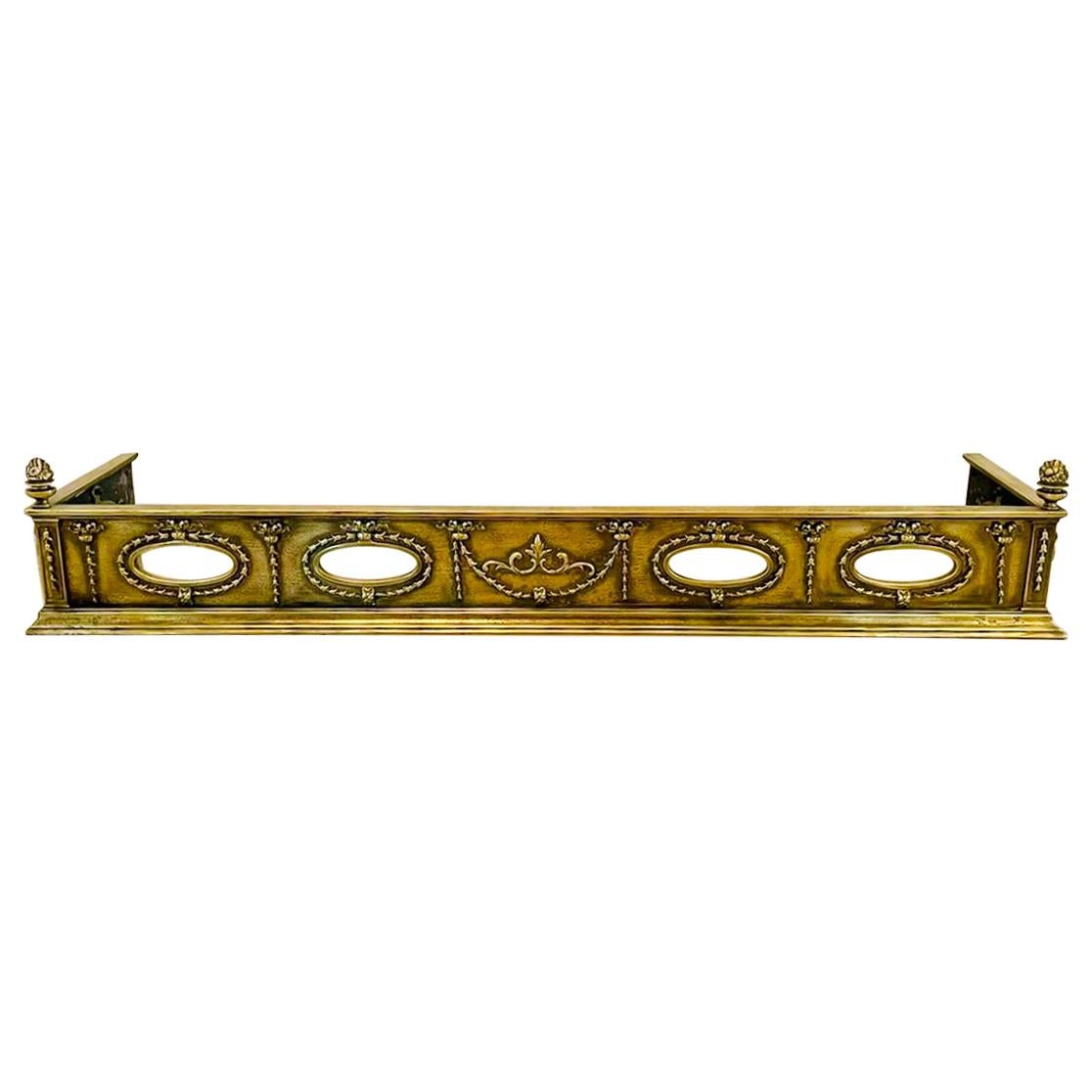Quality Antique Victorian Ornate Brass Fender For Sale