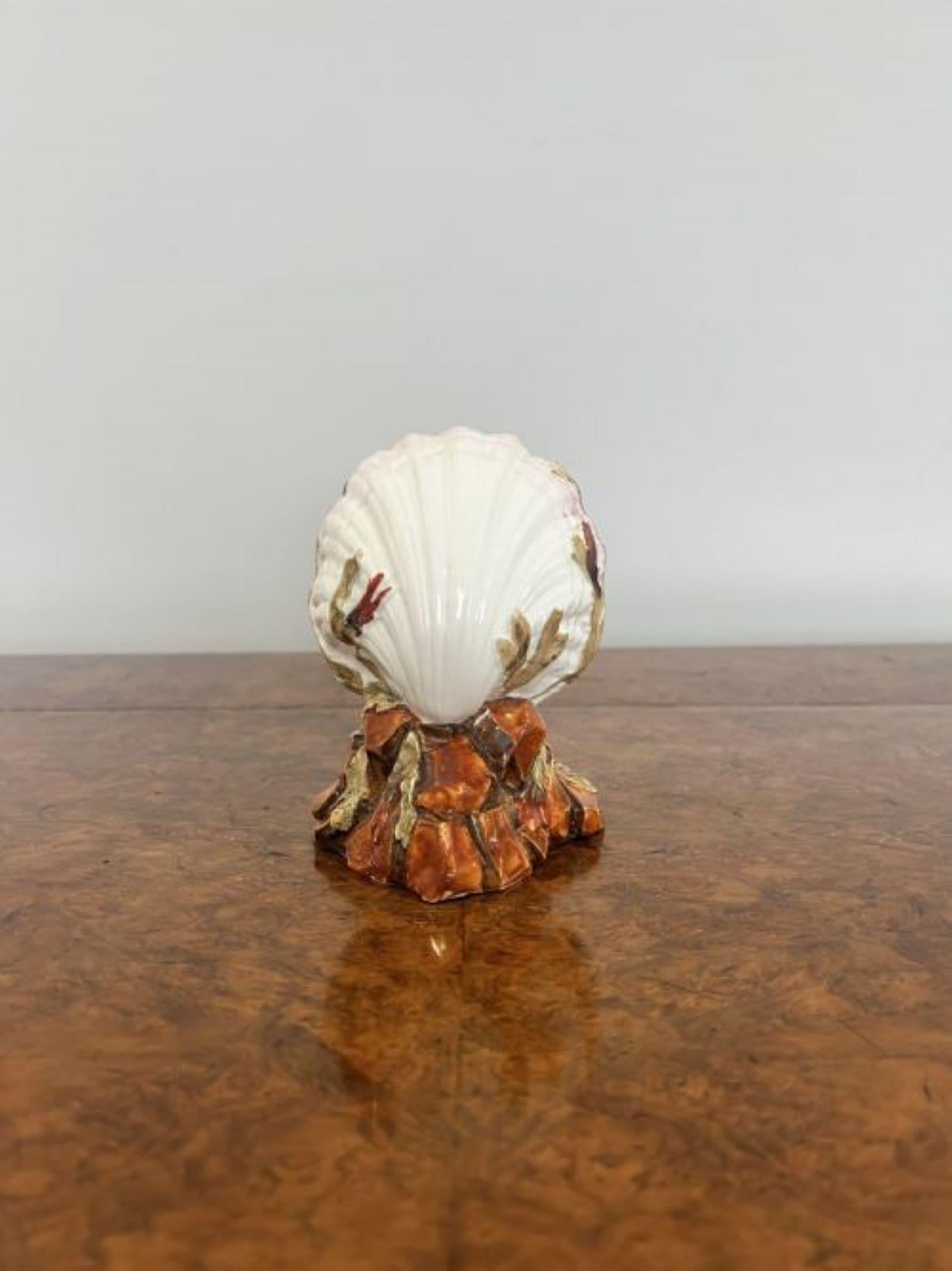 19th Century Quality antique Victorian porcelain clam vase For Sale