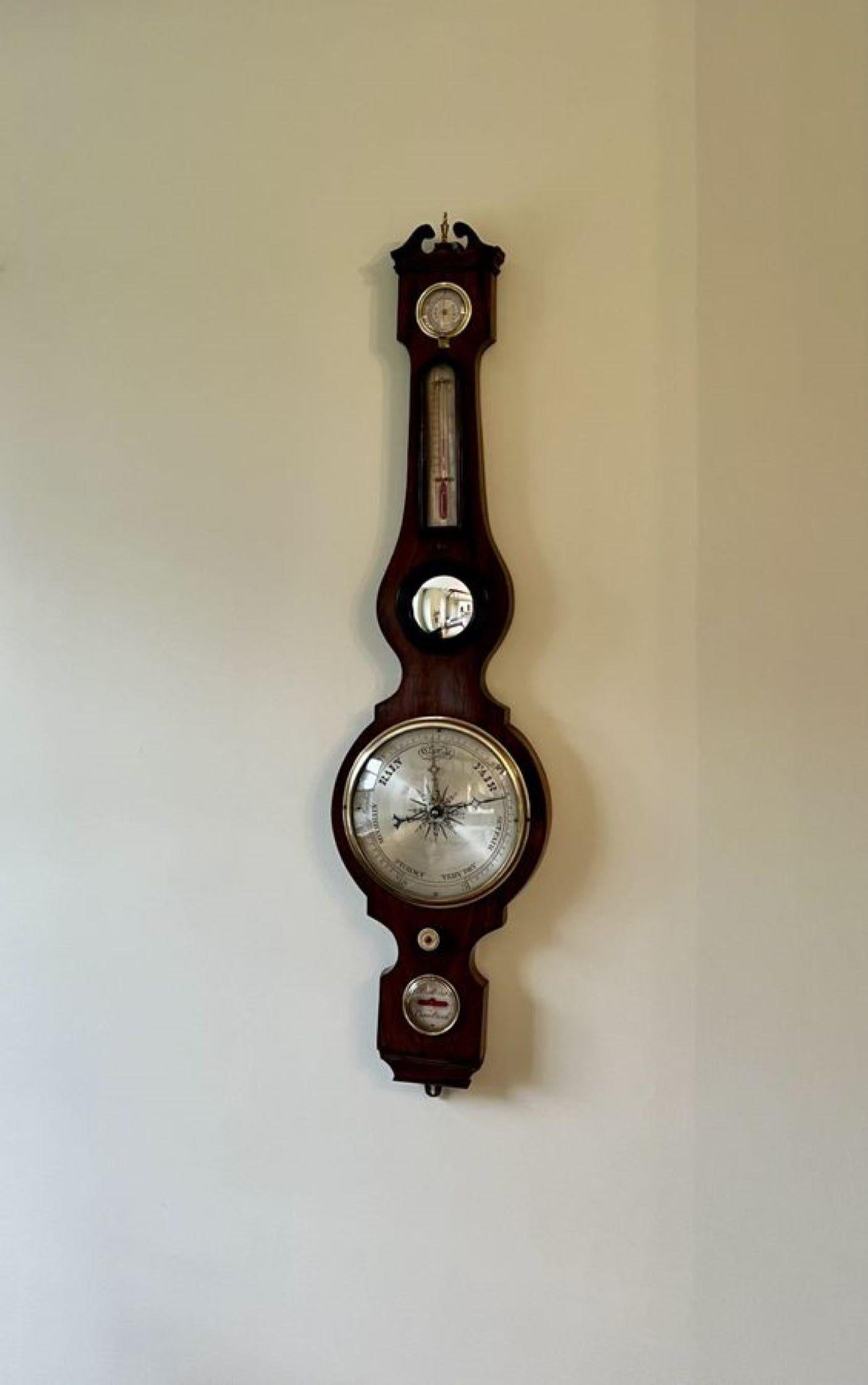 Early Victorian Quality antique Victorian rosewood barometer by Ballard of Cranbrook For Sale