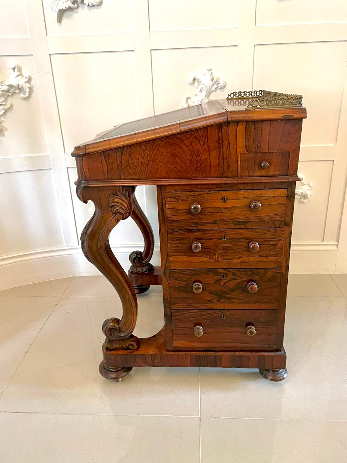 Quality Antique Victorian Rosewood Freestanding Davenport For Sale 1