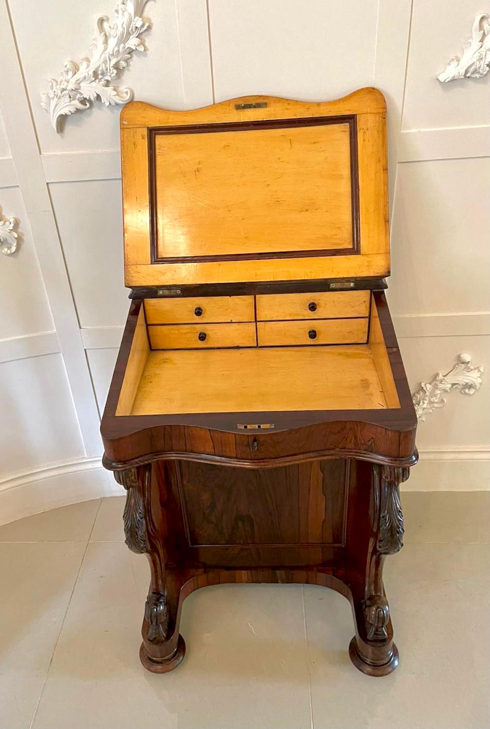 Quality Antique Victorian Rosewood Freestanding Davenport For Sale 2