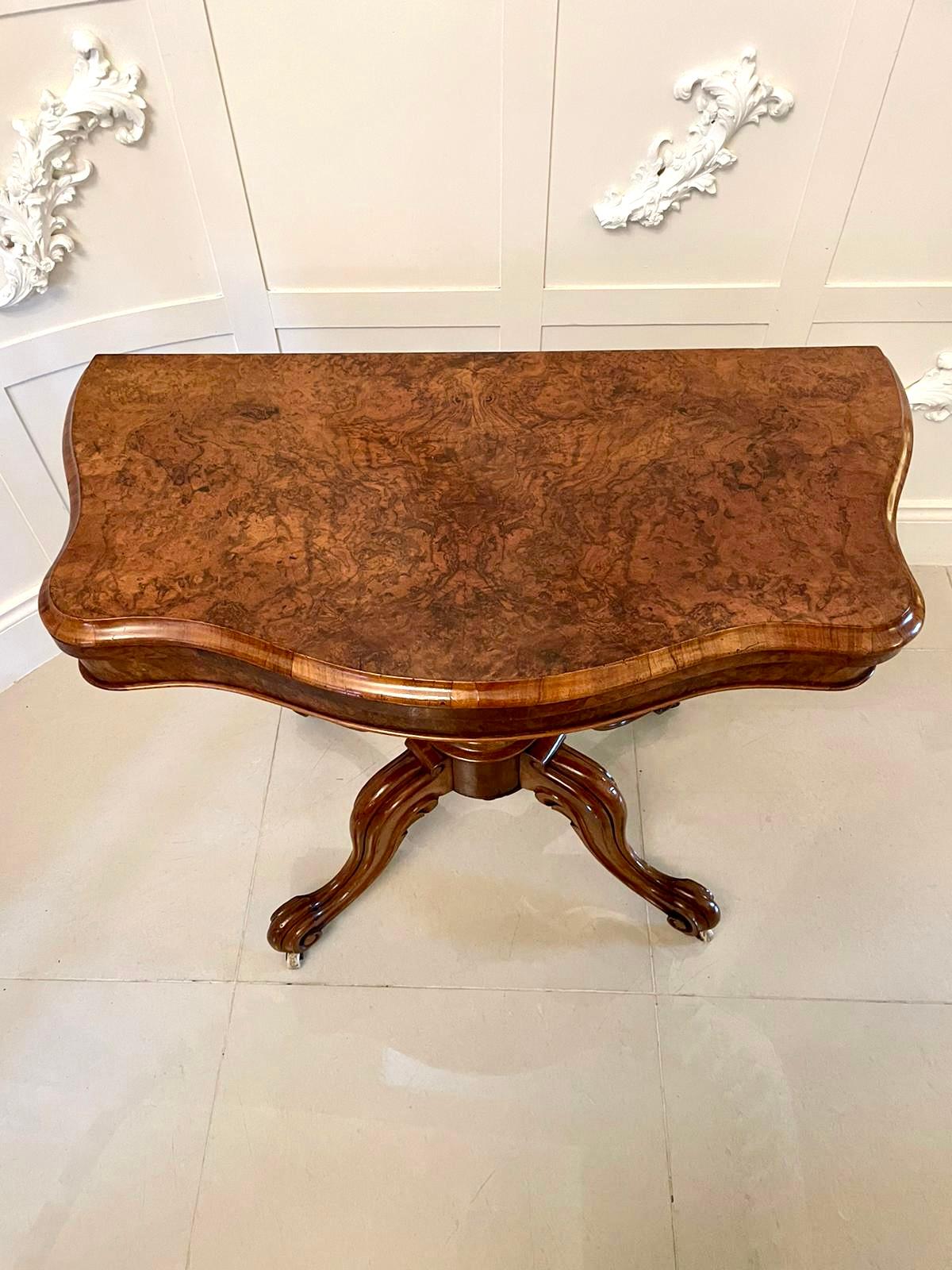 Quality Antique Victorian Serpentine Shaped Burr Walnut Card/Side Table 3