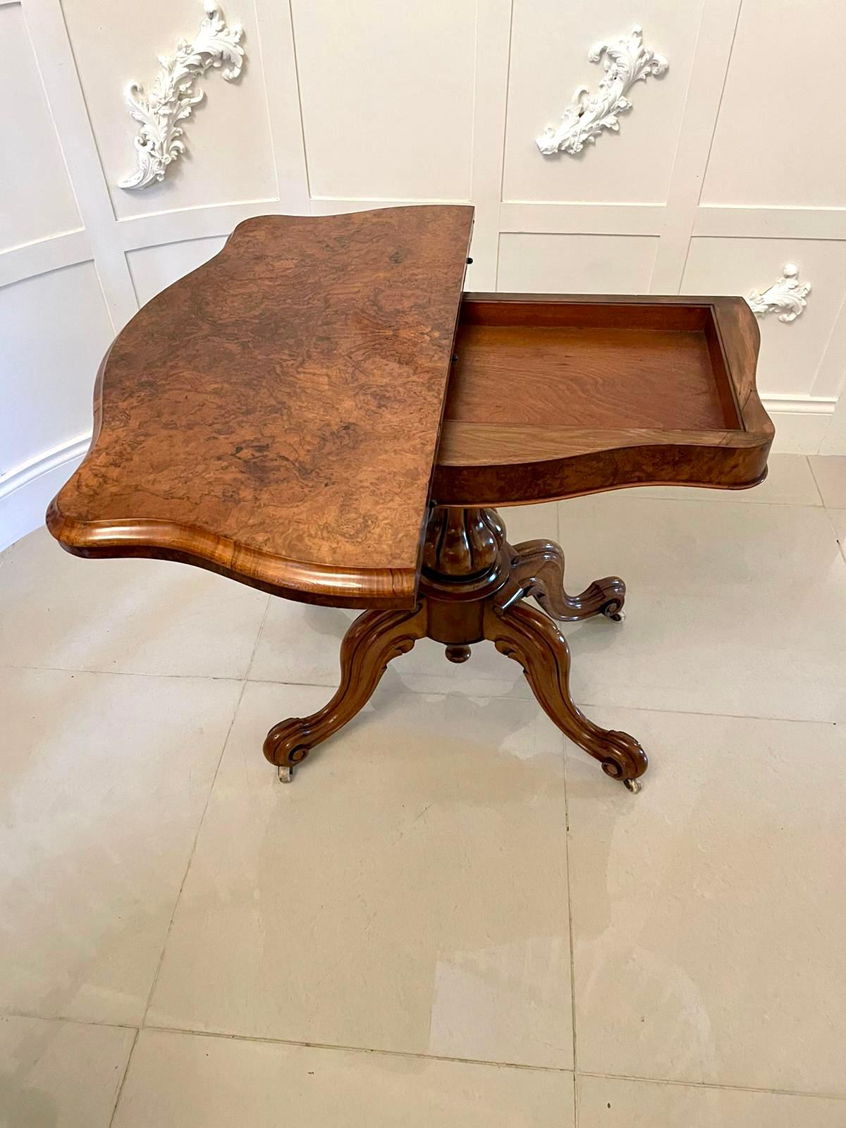 Quality Antique Victorian Serpentine Shaped Burr Walnut Card/Side Table 4