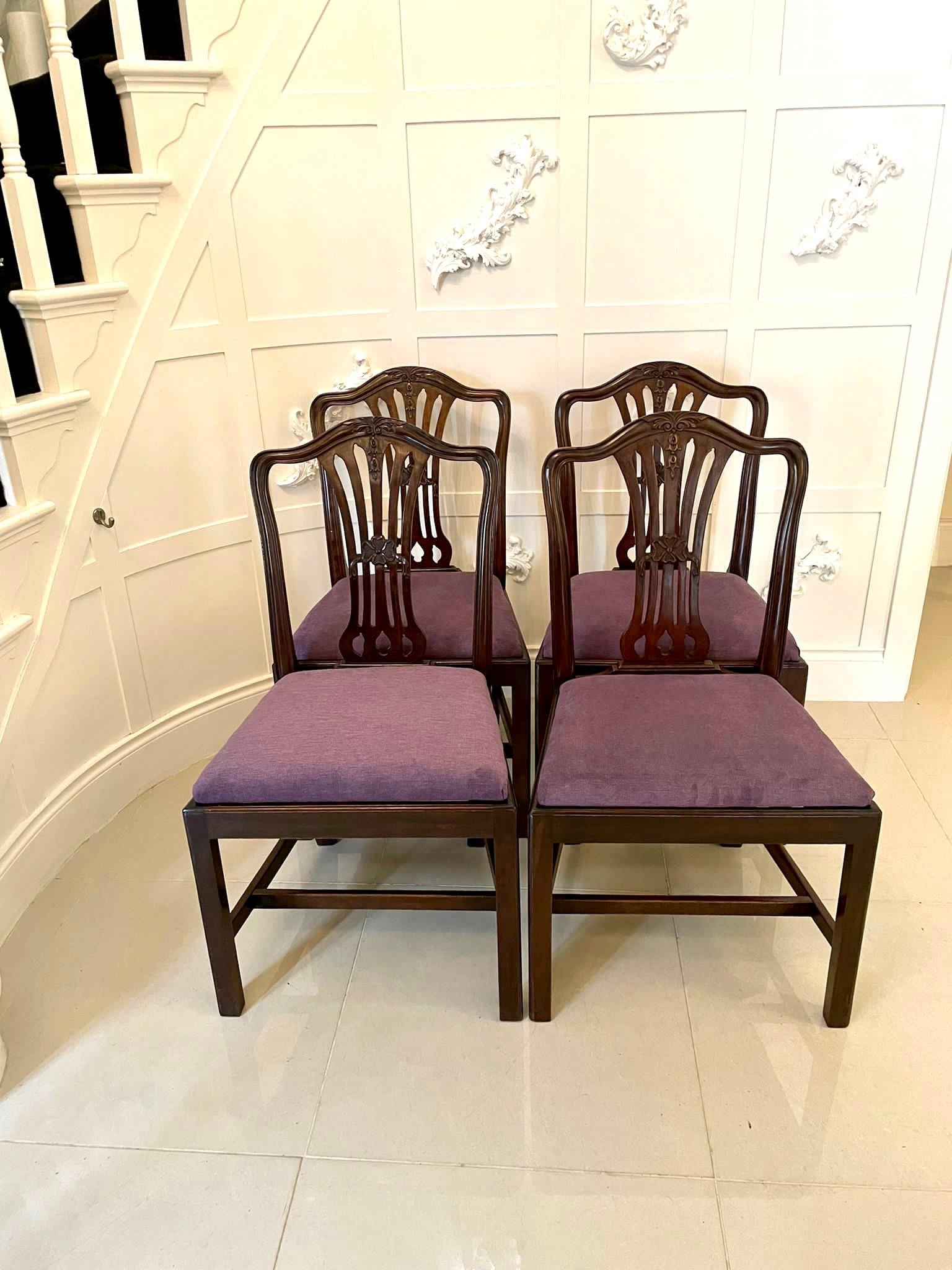 Quality Antique Victorian Set of Four Carved Mahogany Dining Chairs 7