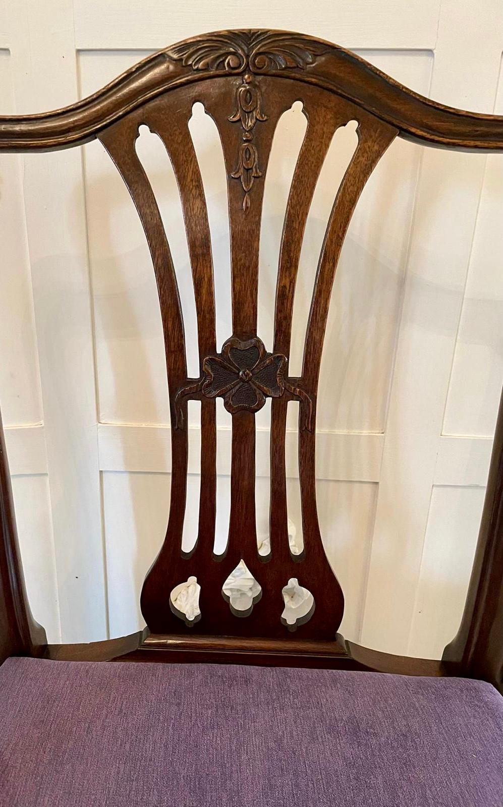 Quality Antique Victorian Set of Six Carved Mahogany Dining Chairs 9