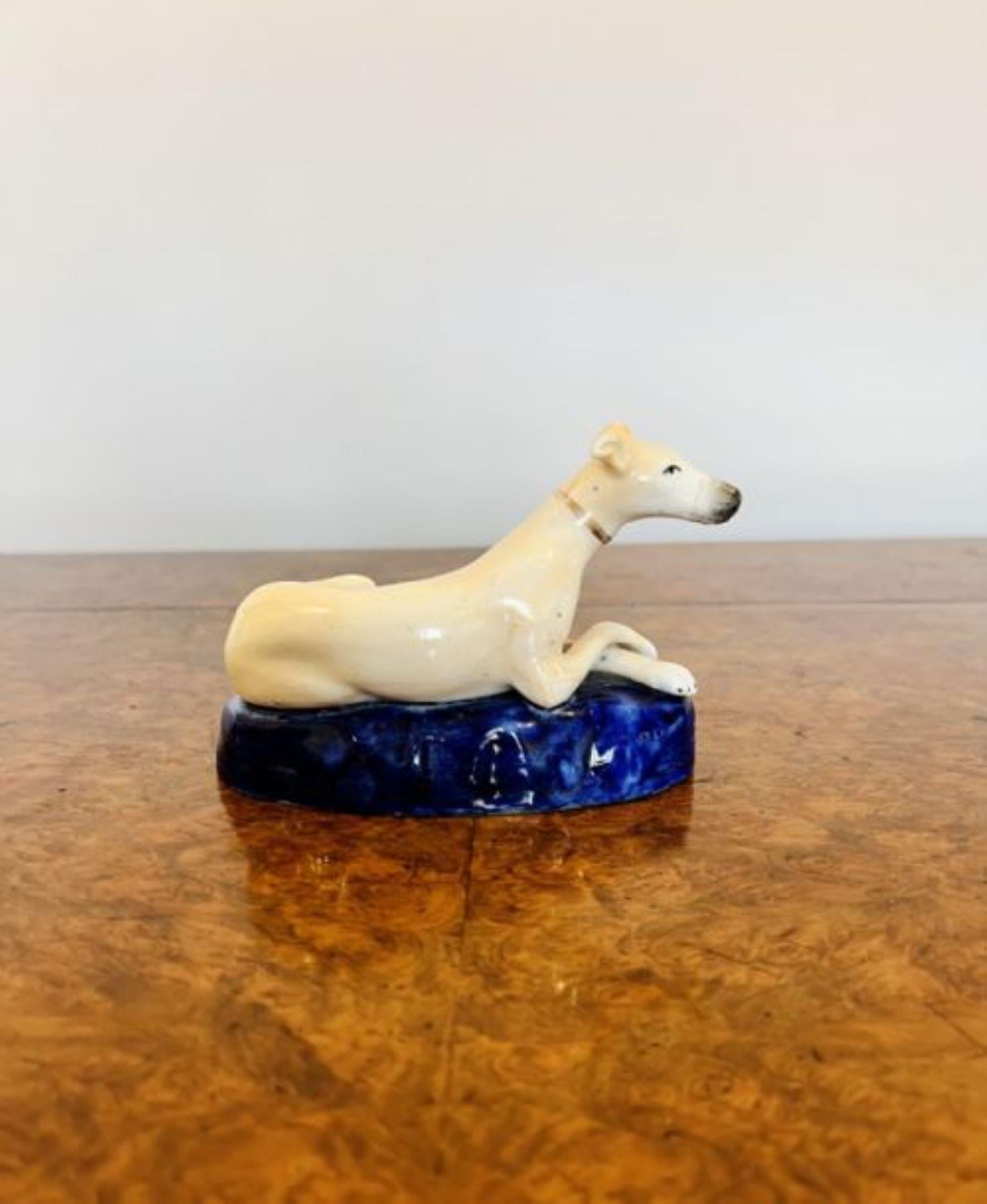 Quality Antique Victorian Staffordshire Greyhound  In Good Condition For Sale In Ipswich, GB