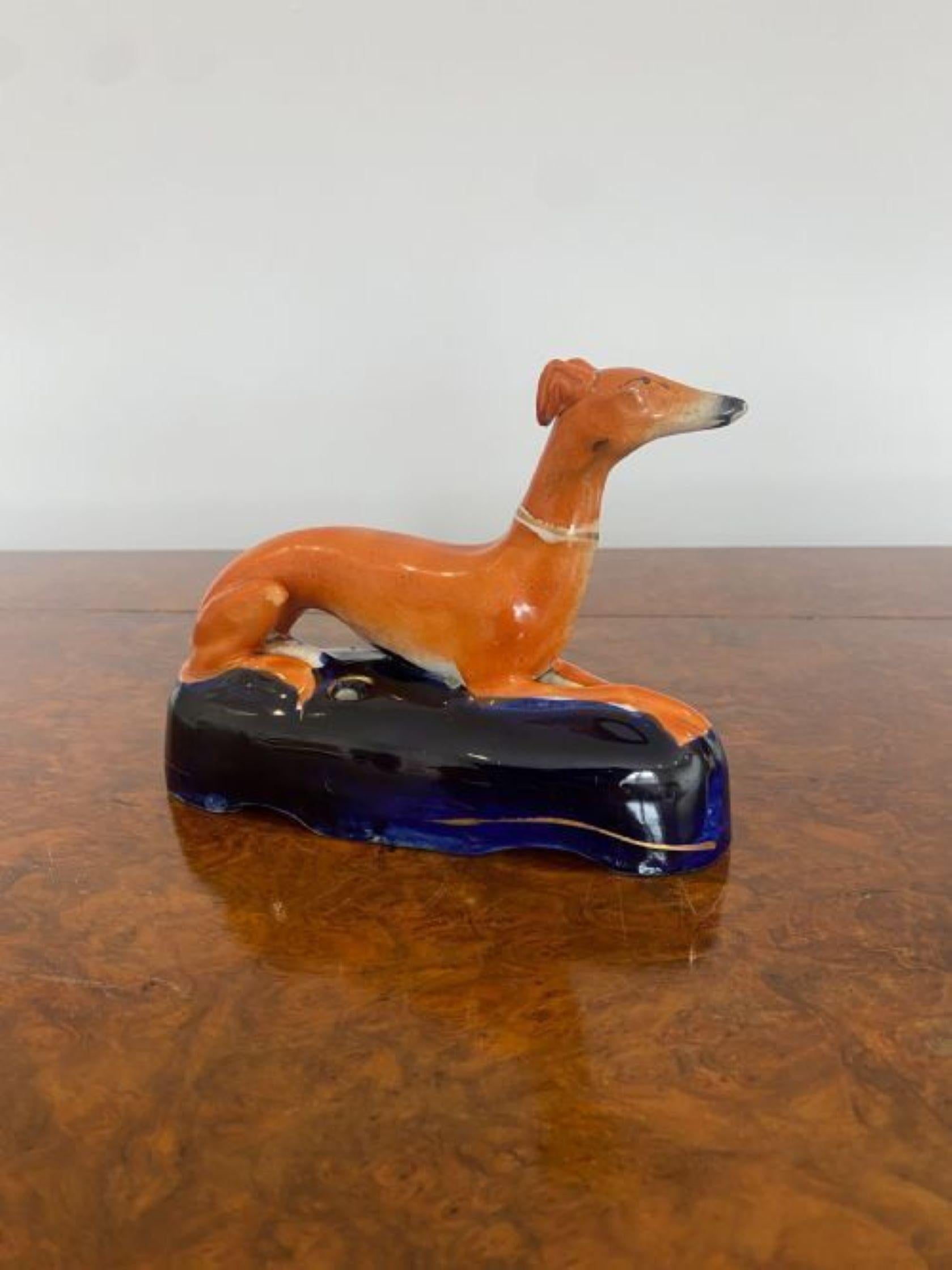 19th Century Quality Antique Victorian Staffordshire Greyhound For Sale