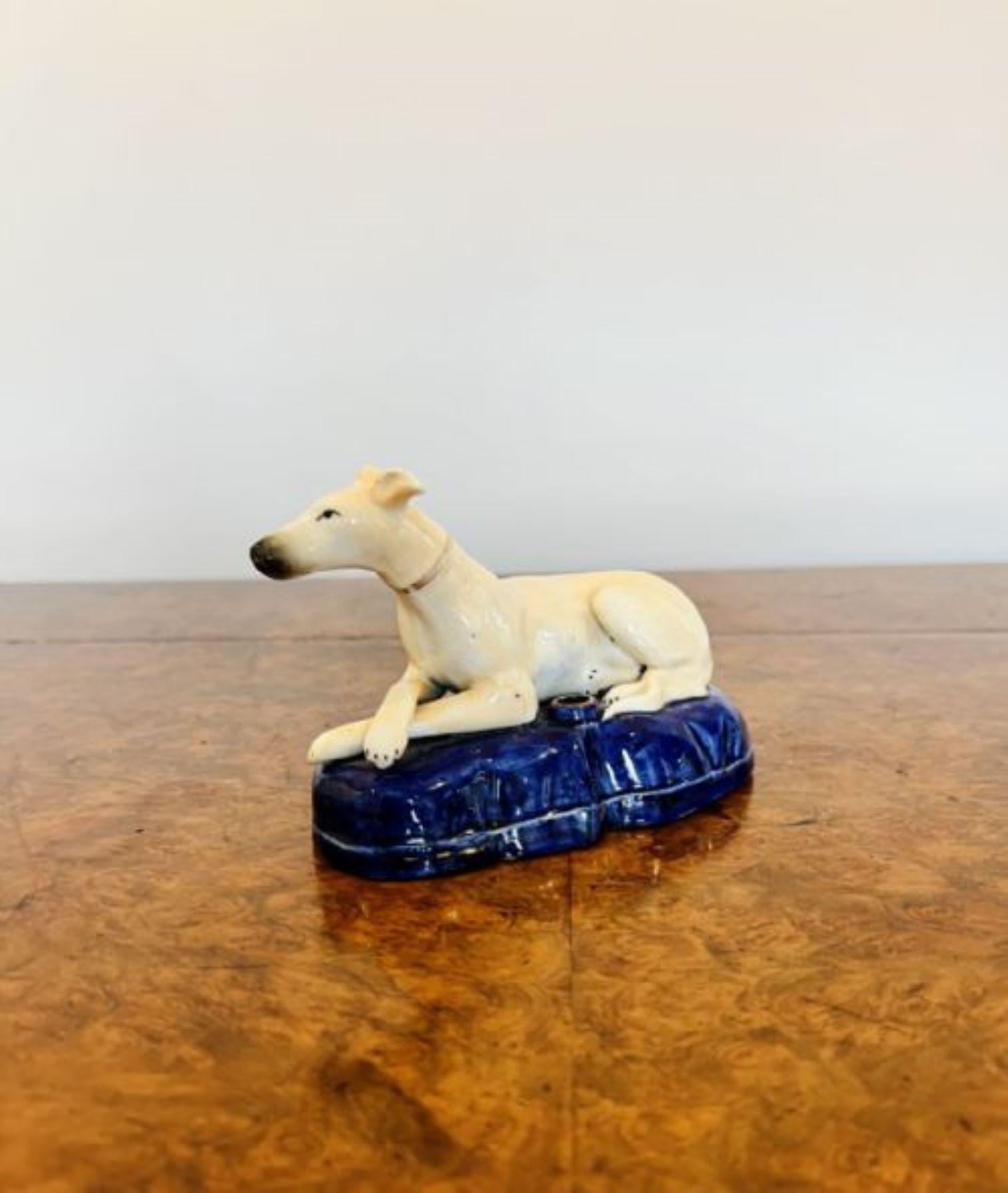 19th Century Quality Antique Victorian Staffordshire Greyhound  For Sale