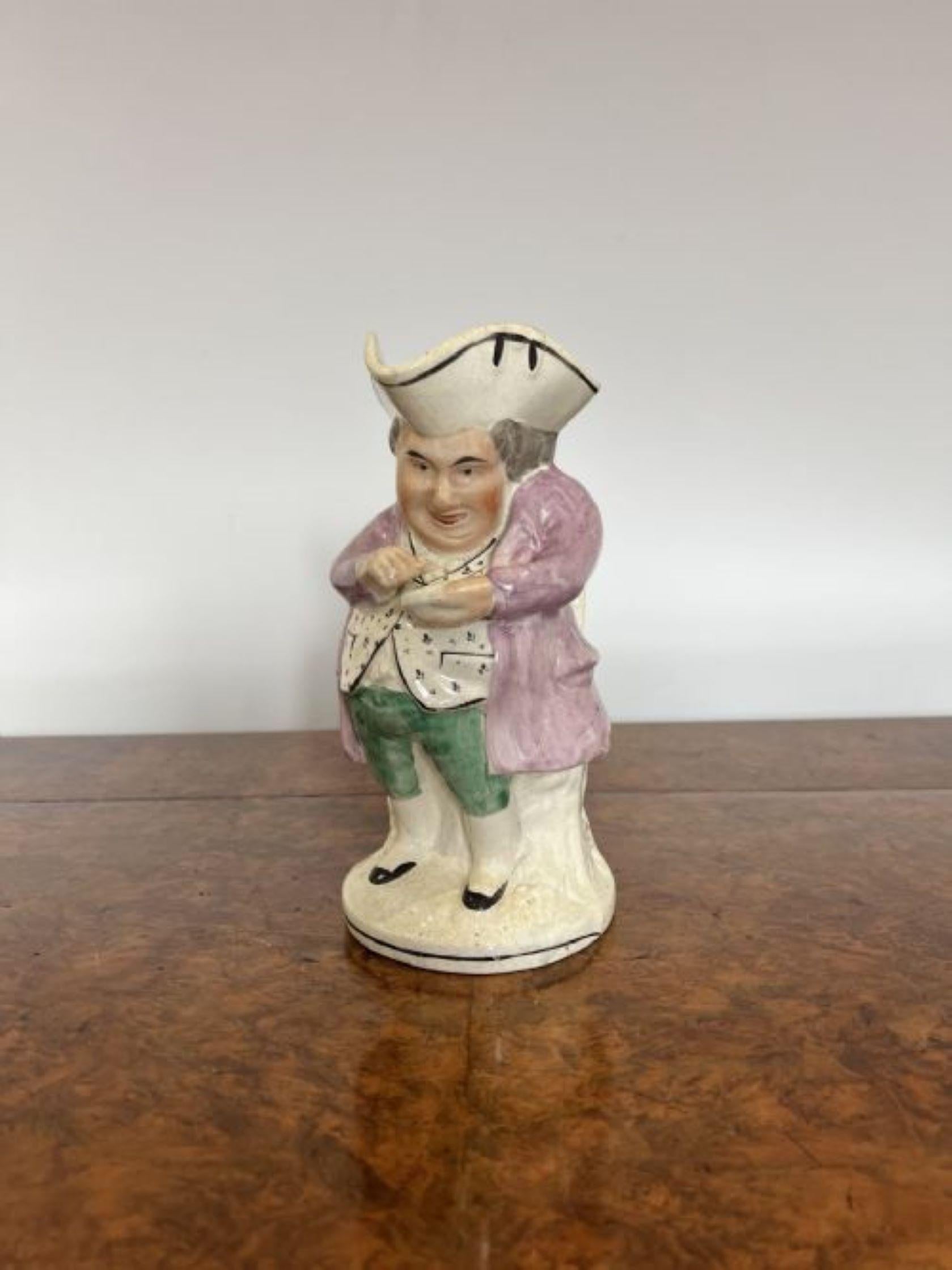 19th Century Quality Antique Victorian Staffordshire toby jug of Mr Snuff For Sale