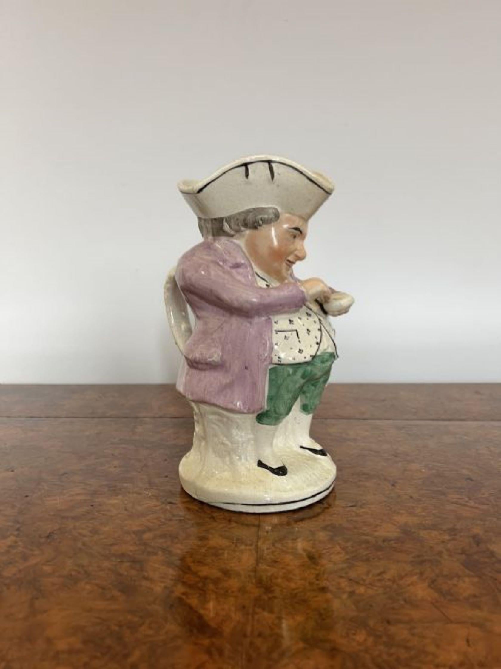 Quality Antique Victorian Staffordshire toby jug of Mr Snuff For Sale 1