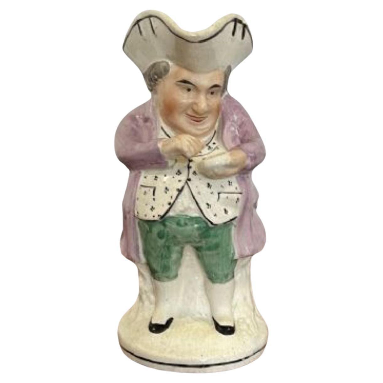 Quality Antique Victorian Staffordshire toby jug of Mr Snuff For Sale