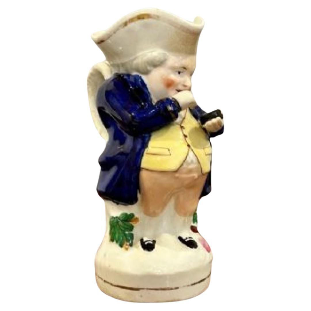 Quality antique Victorian staffordshire toby jug of Mr Snuff  For Sale
