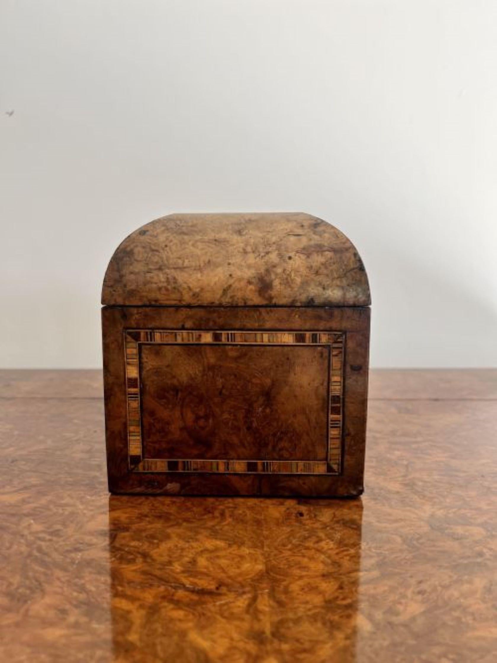 Quality antique Victorian tunbridge ware inlaid tea caddy In Good Condition For Sale In Ipswich, GB