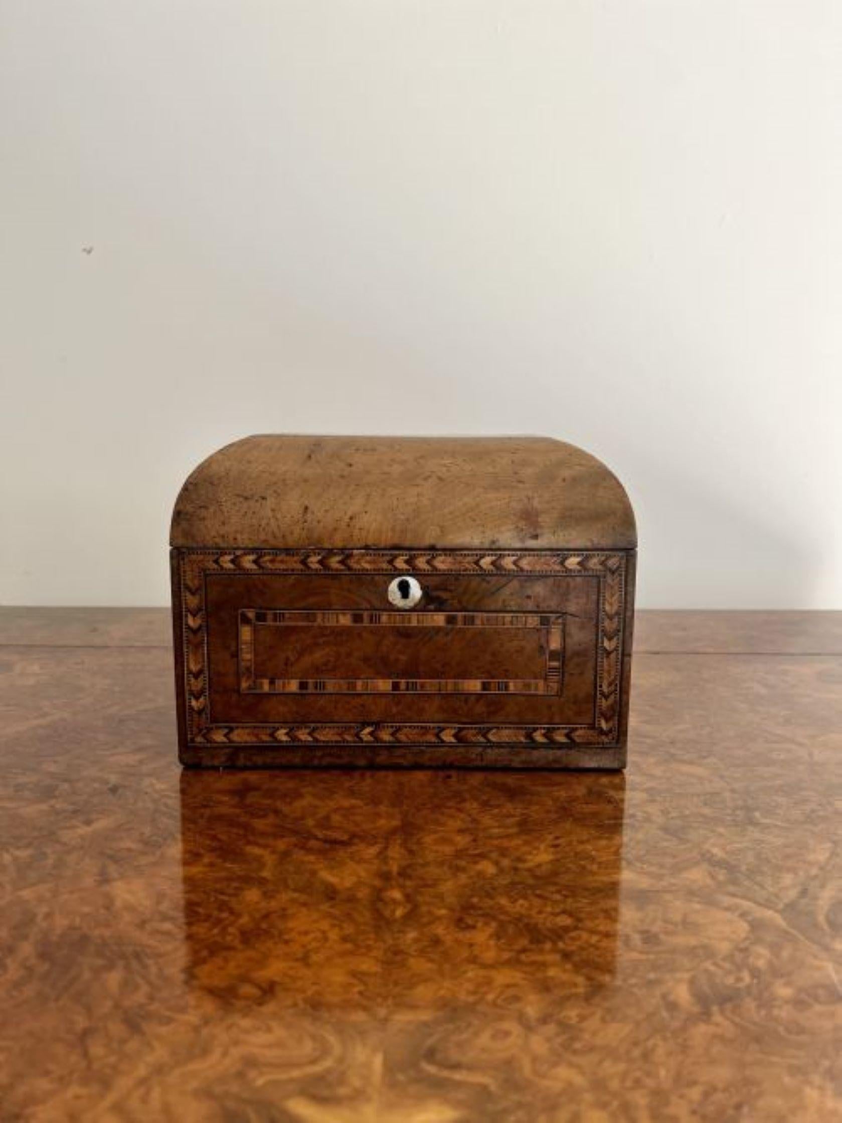 Quality antique Victorian tunbridge ware inlaid tea caddy For Sale 2