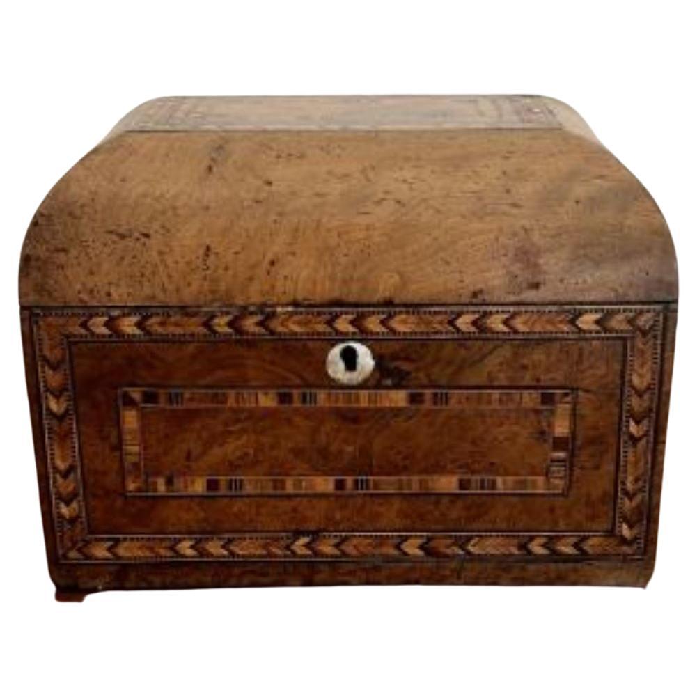 Quality antique Victorian tunbridge ware inlaid tea caddy For Sale