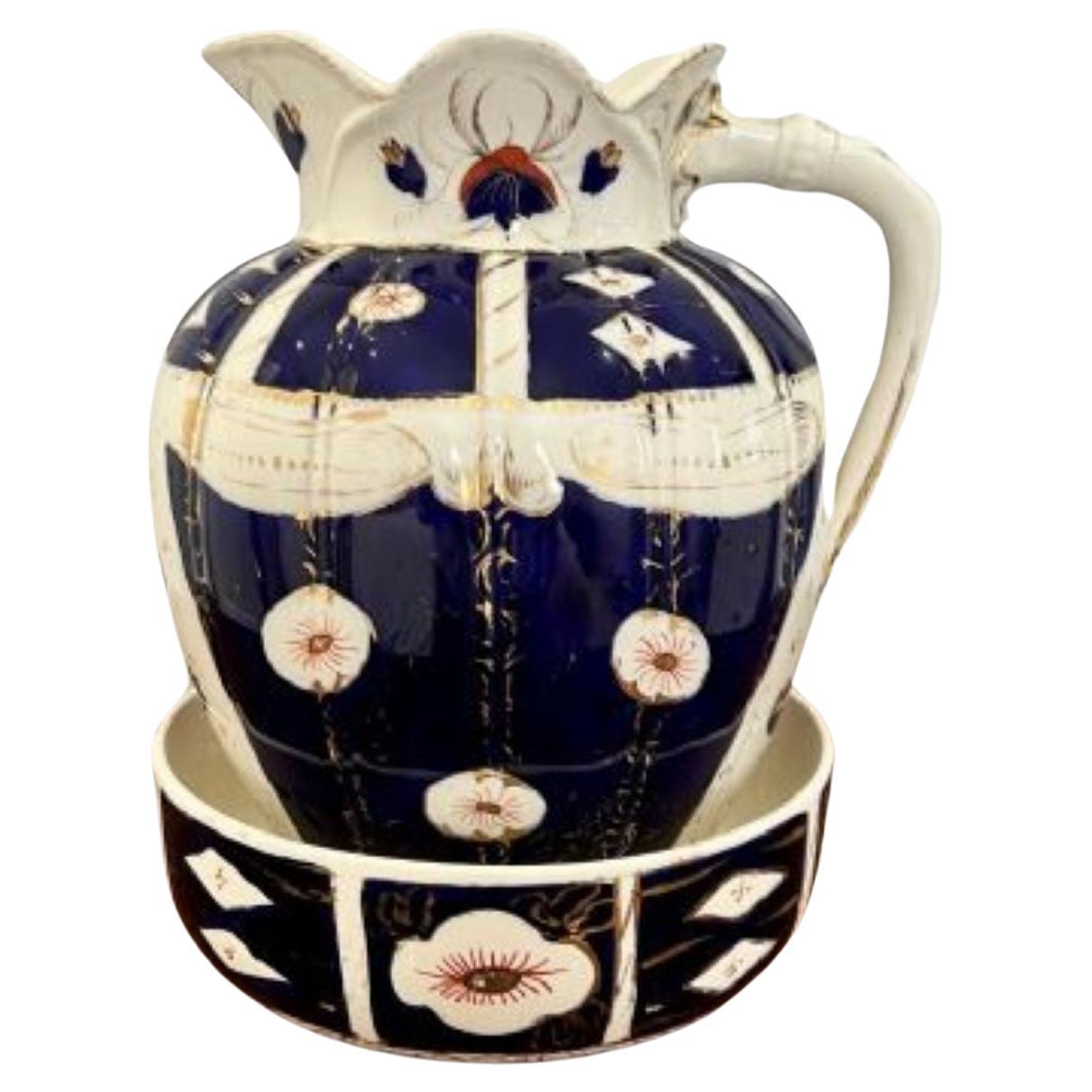 Quality antique Victorian unusual jug and bowl set 