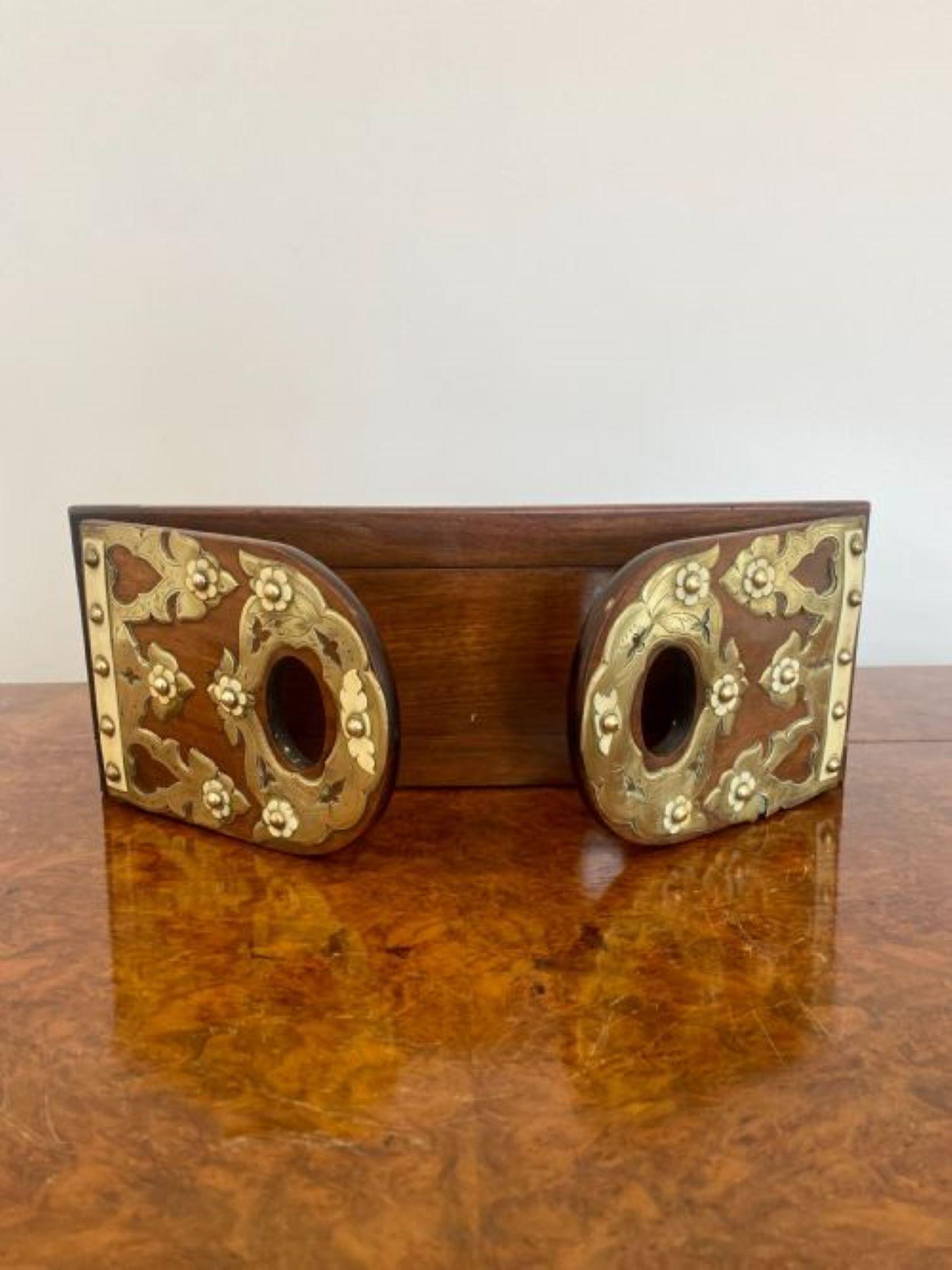 Quality Antique Victorian Walnut & Brass Mounted Sliding Bookends 1
