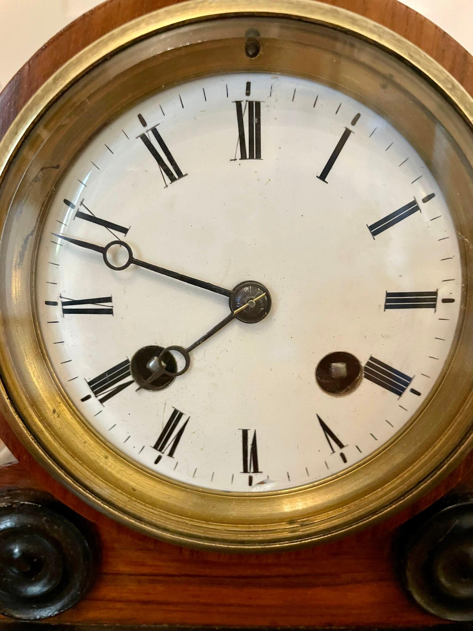 Quality Antique Victorian Walnut Desk Clock For Sale 2