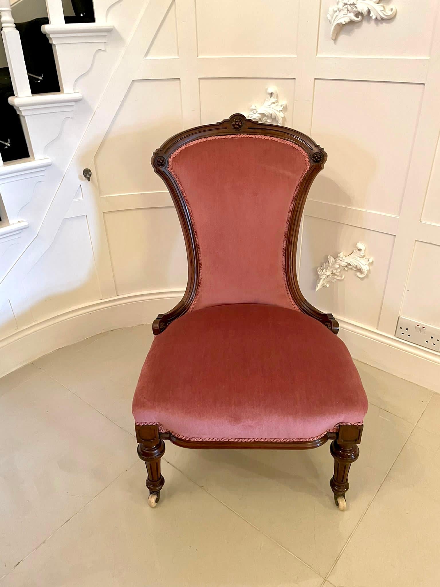 19th Century Quality Antique Victorian Walnut Ladies Chair For Sale